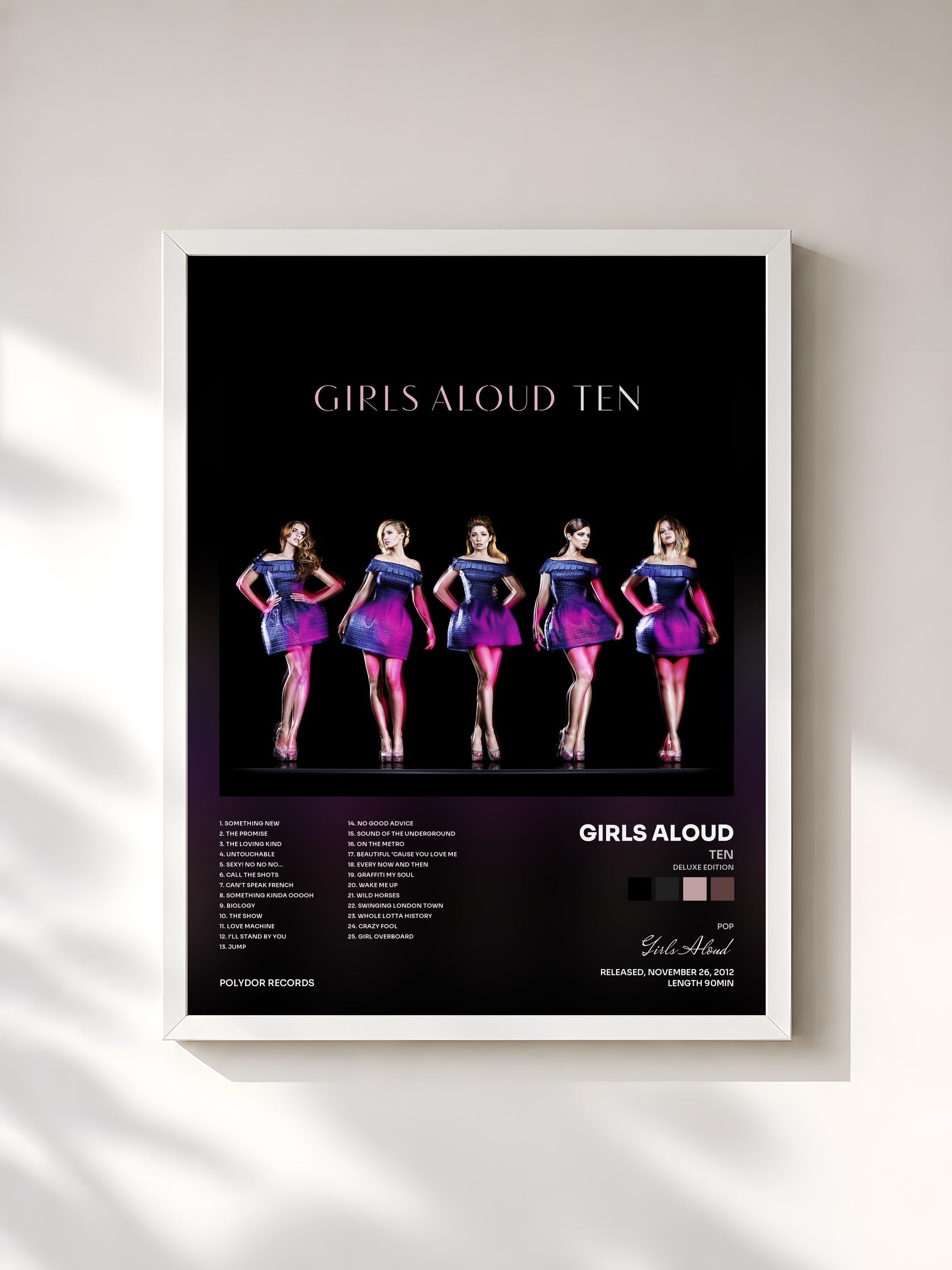 #blanc Tableau de l'album Ten (Deluxe Edition) de Girls Aloud, cadre blanc, imprimé et encadré en France