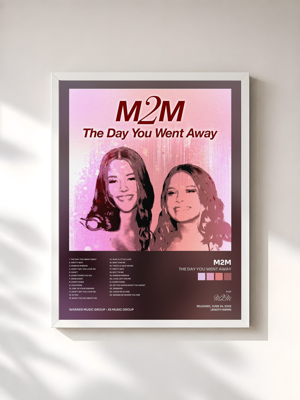#blanc Tableau de l'album The Day You Went Away de M2M, cadre blanc, imprimé et encadré en France