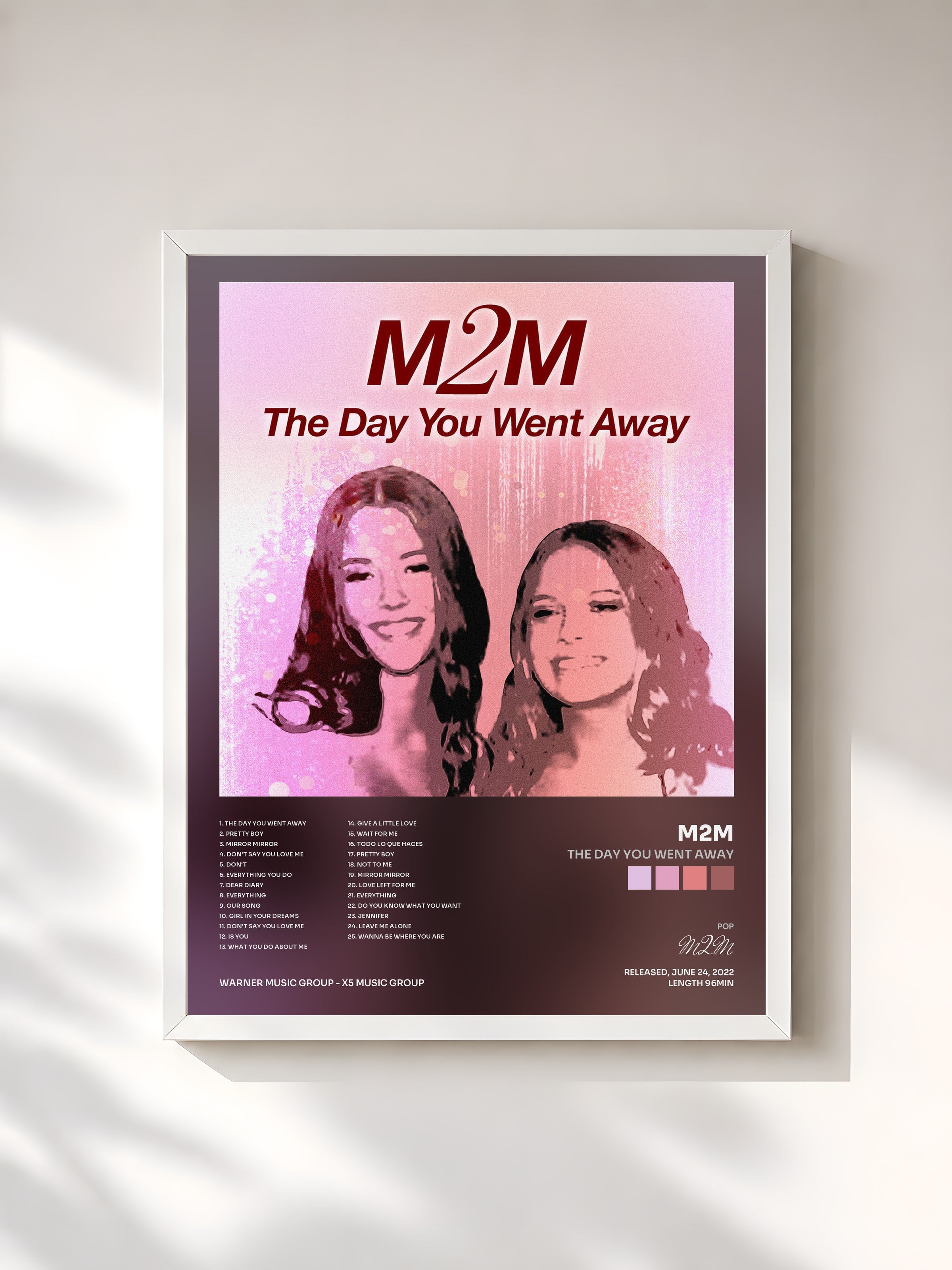 #blanc Tableau de l'album The Day You Went Away de M2M, cadre blanc, imprimé et encadré en France