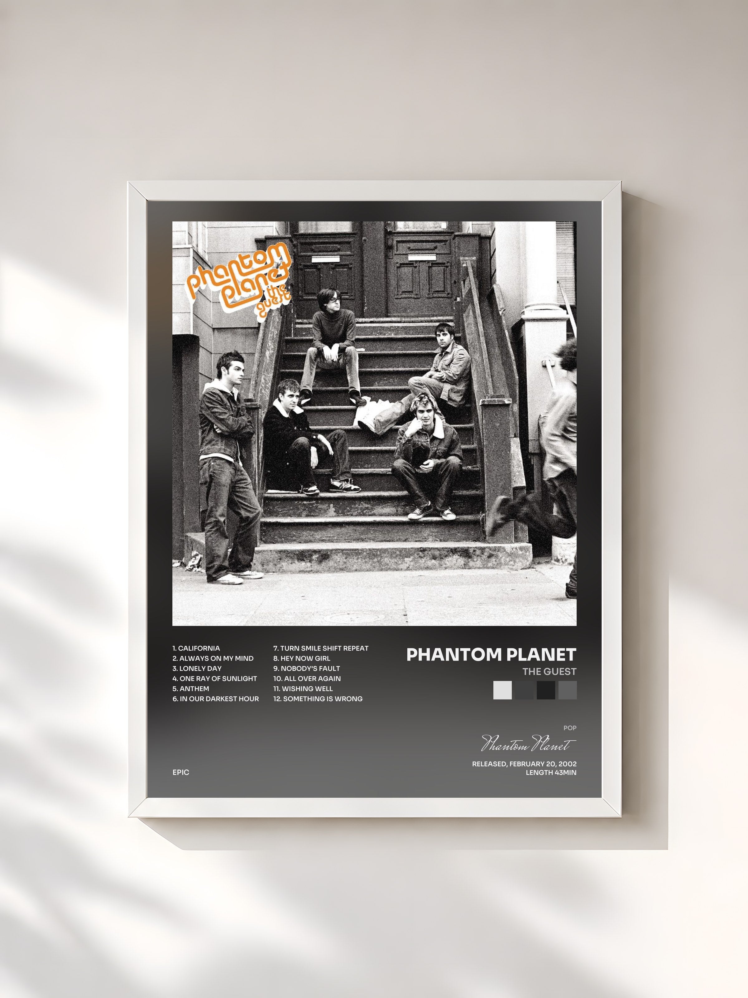 #blanc Tableau de l'album The Guest de Phantom Planet, cadre blanc, imprimé et encadré en France