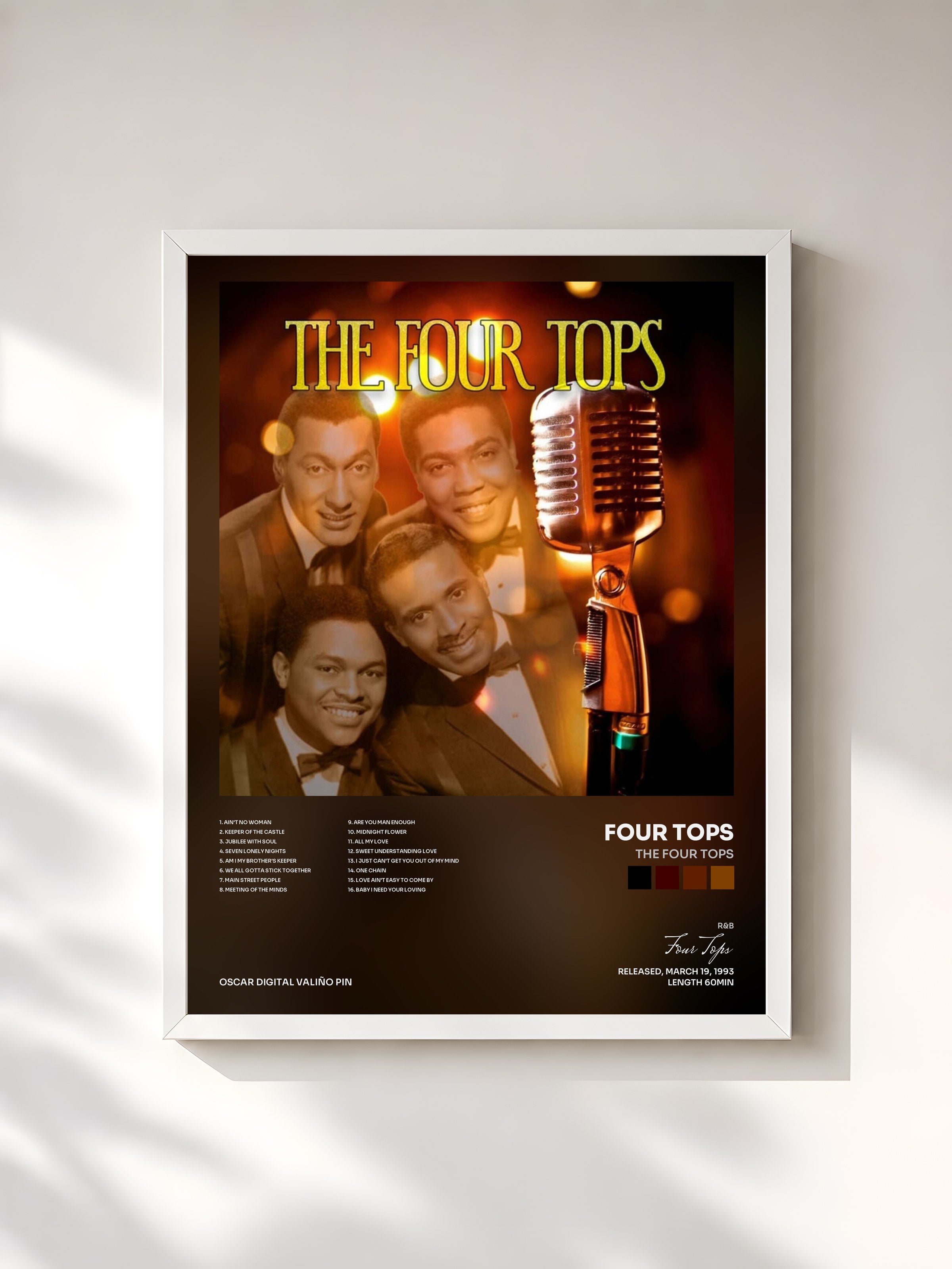 #blanc Tableau de l'album The Four Tops de Four Tops, cadre blanc, imprimé et encadré en France
