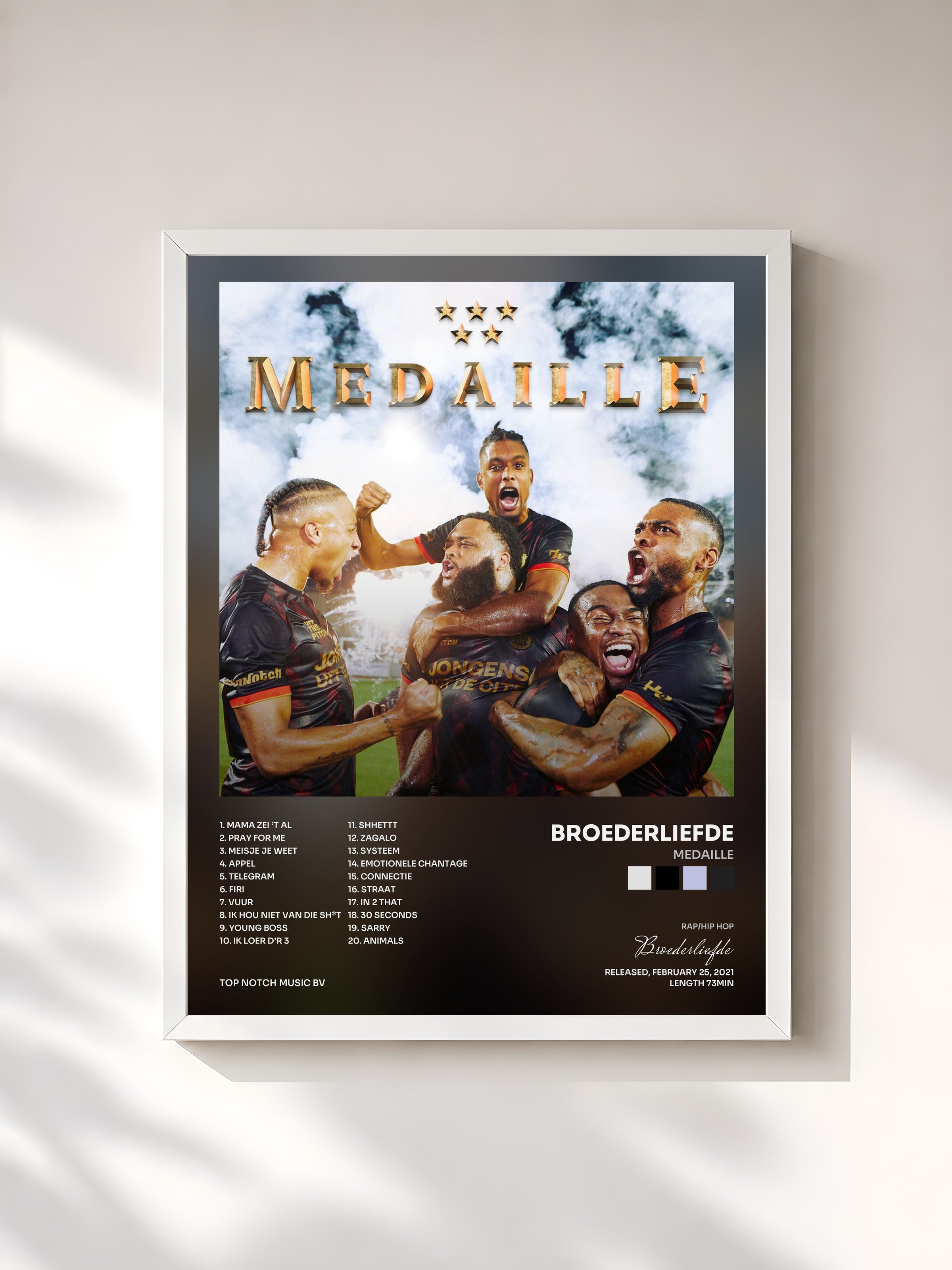 #blanc Tableau de l'album Medaille de Broederliefde, cadre blanc, imprimé et encadré en France