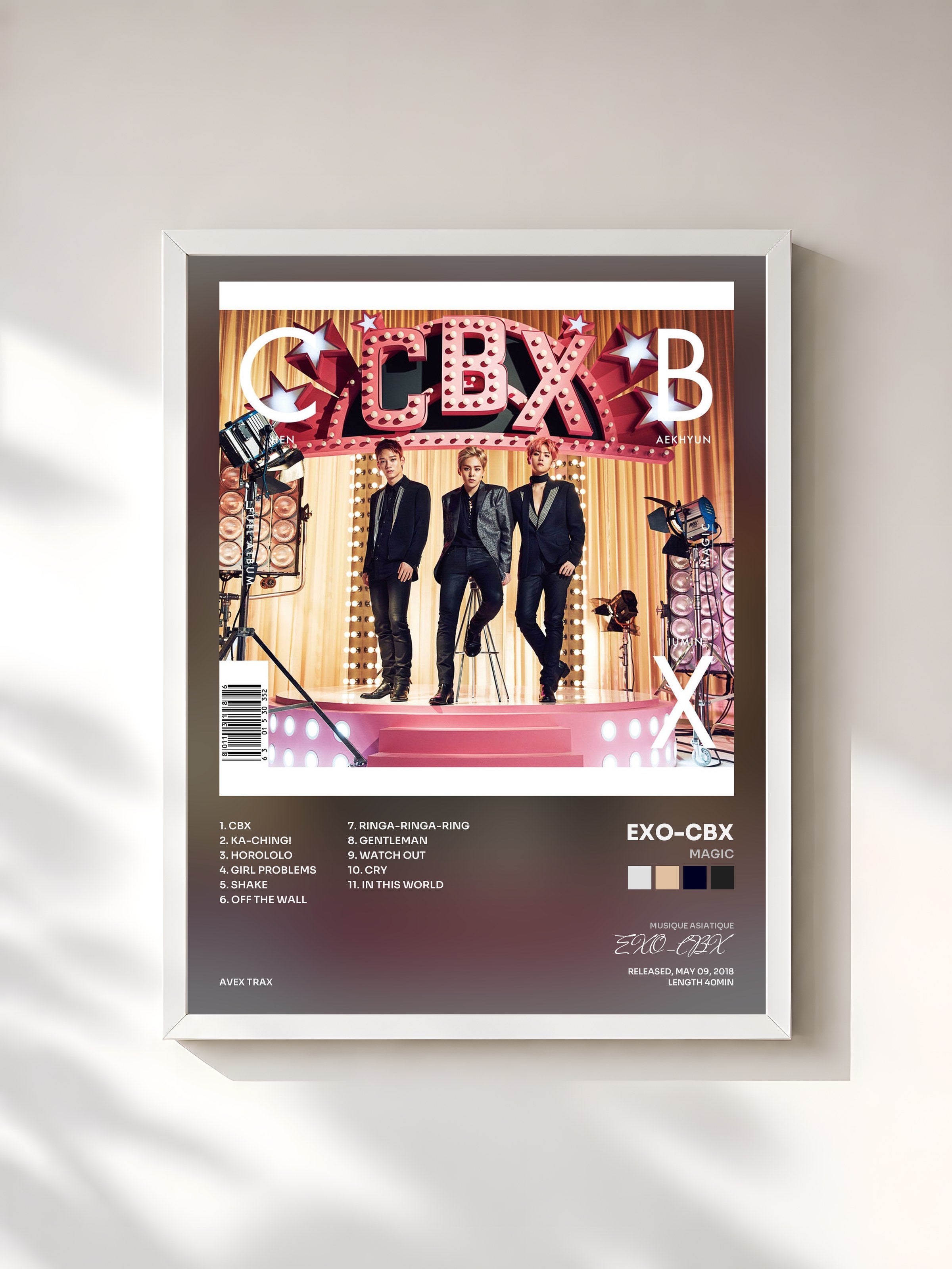 #blanc Tableau de l'album MAGIC de EXO-CBX, cadre blanc, imprimé et encadré en France