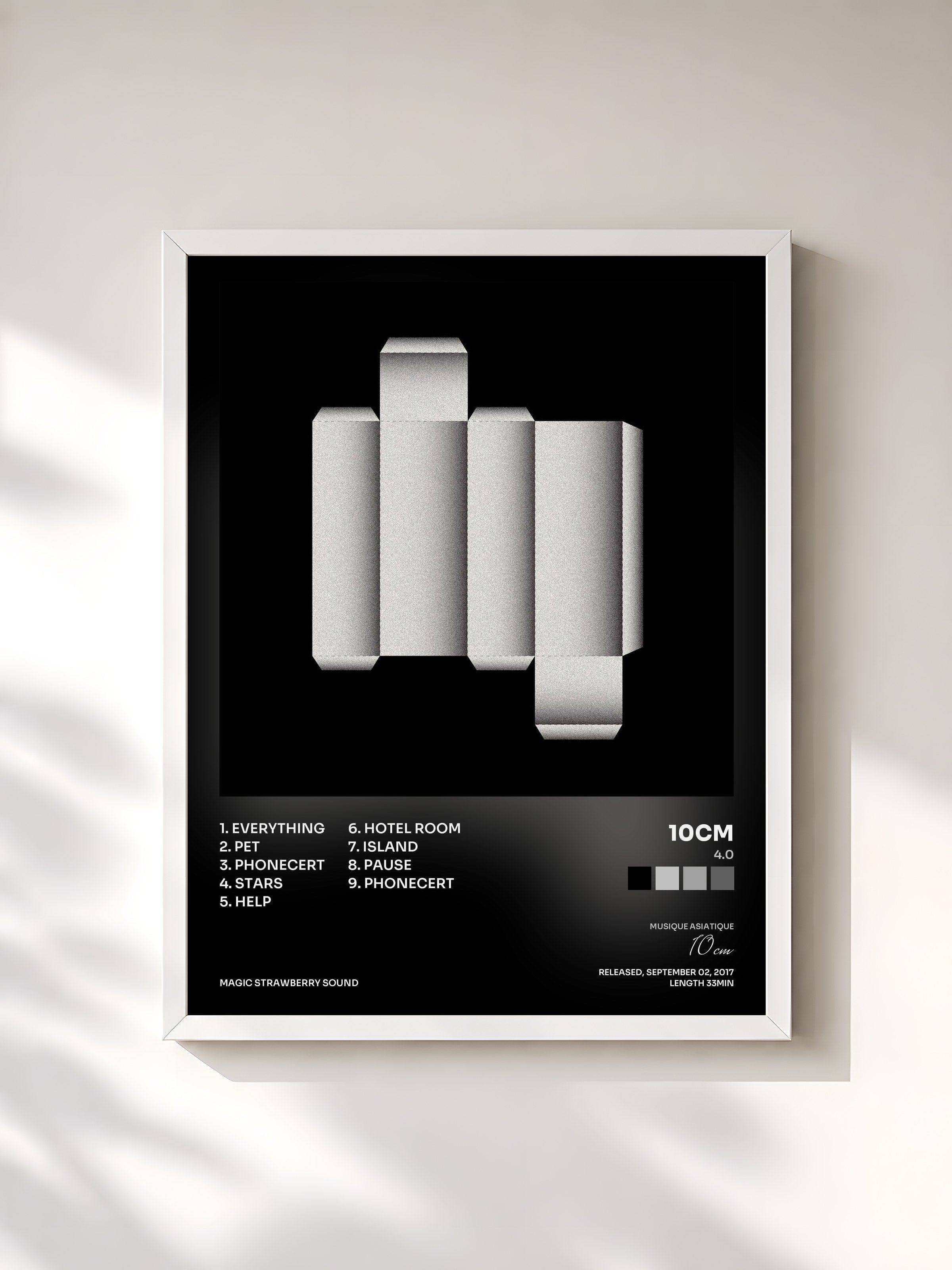 #blanc Tableau de l'album 4.0 de 10cm, cadre blanc, imprimé et encadré en France