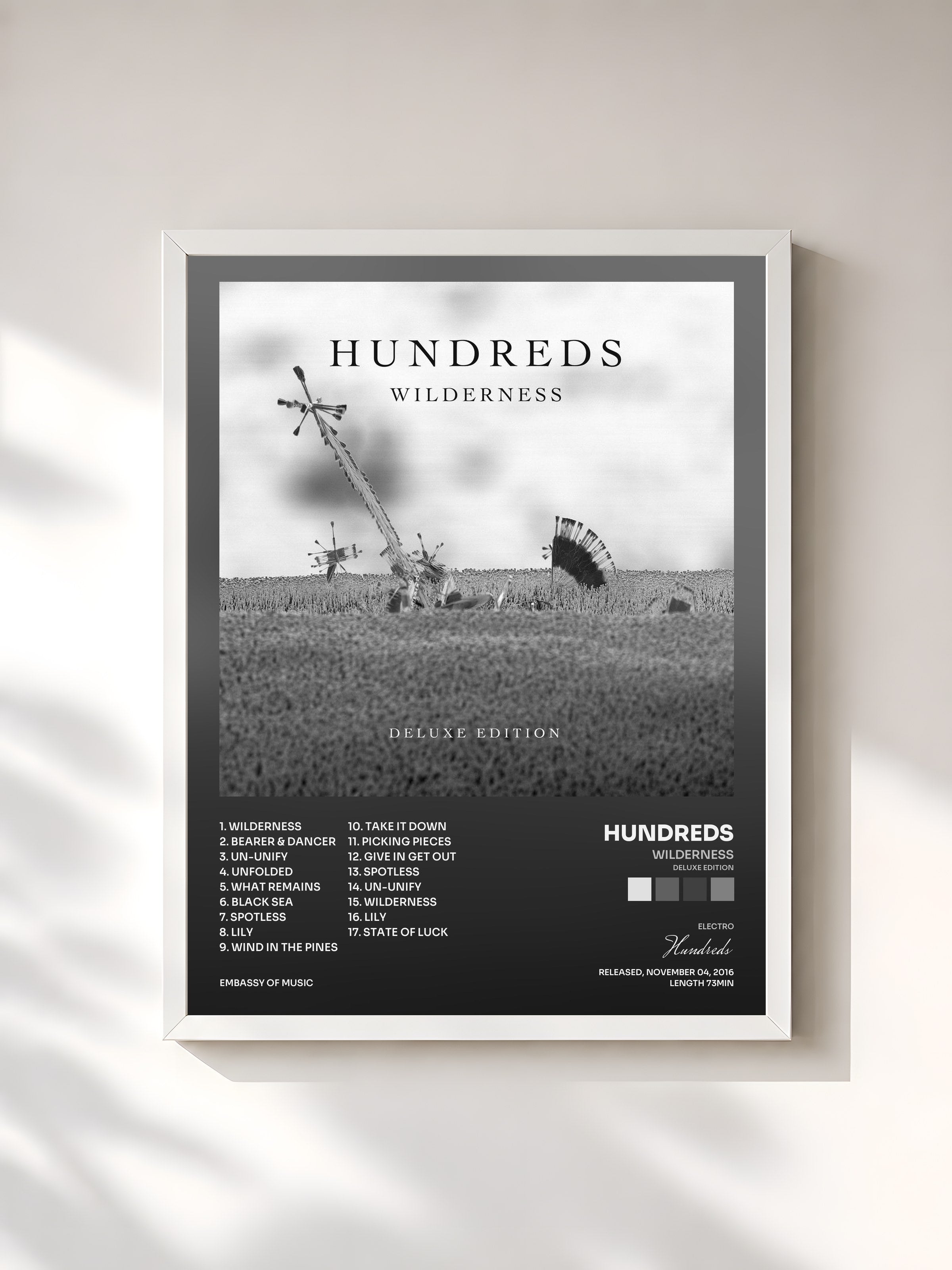 #blanc Tableau de l'album Wilderness (Deluxe Edition) de Hundreds, cadre blanc, imprimé et encadré en France