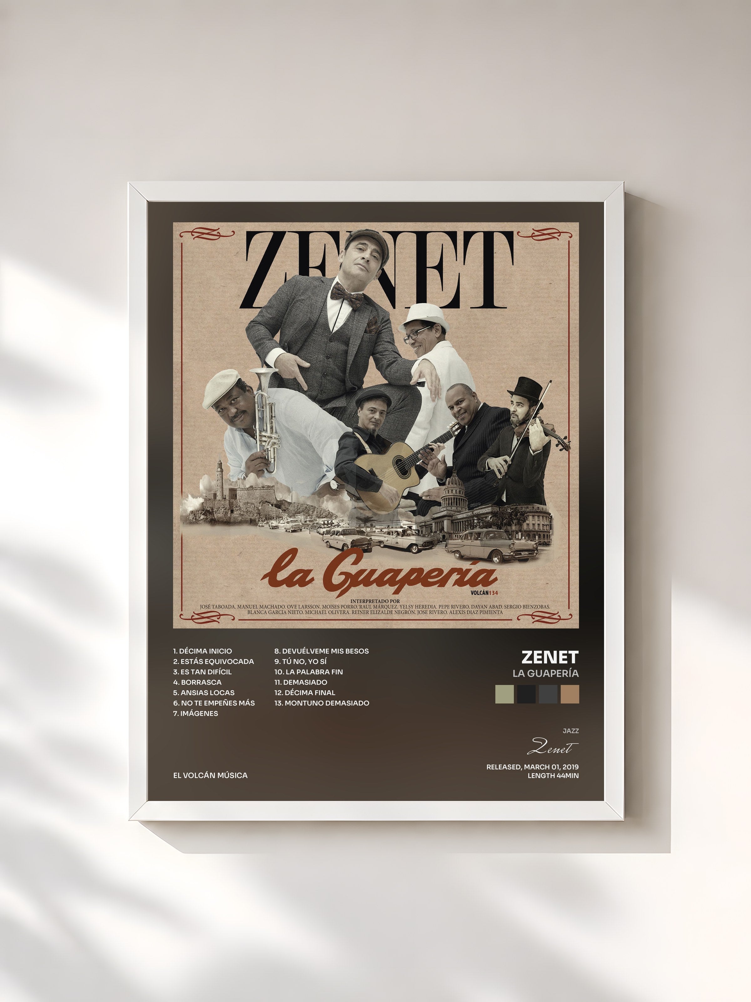 #blanc Tableau de l'album La Guapería de Zenet, cadre blanc, imprimé et encadré en France