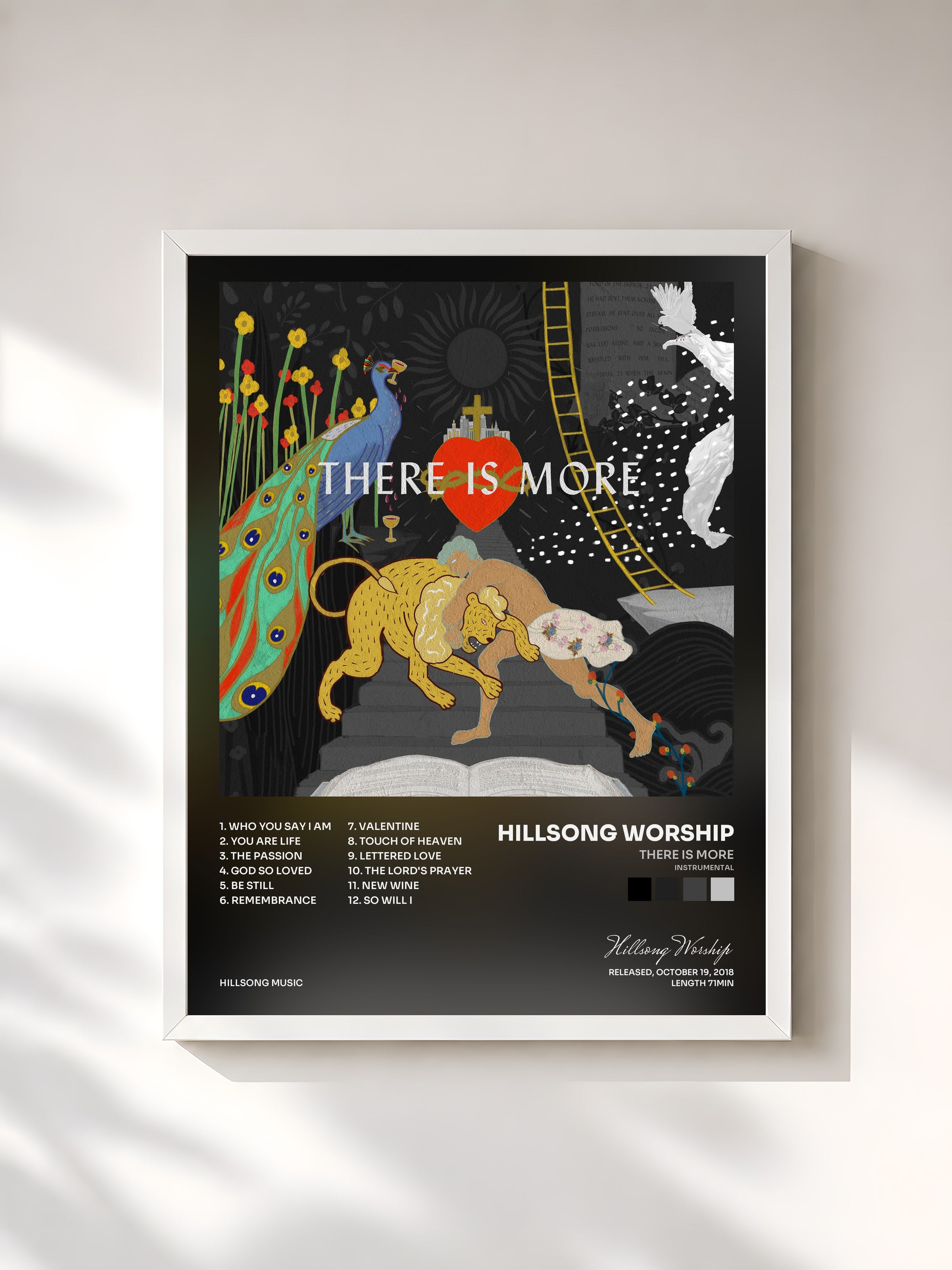 #blanc Tableau de l'album There Is More (Instrumental) de Hillsong Worship, cadre blanc, imprimé et encadré en France