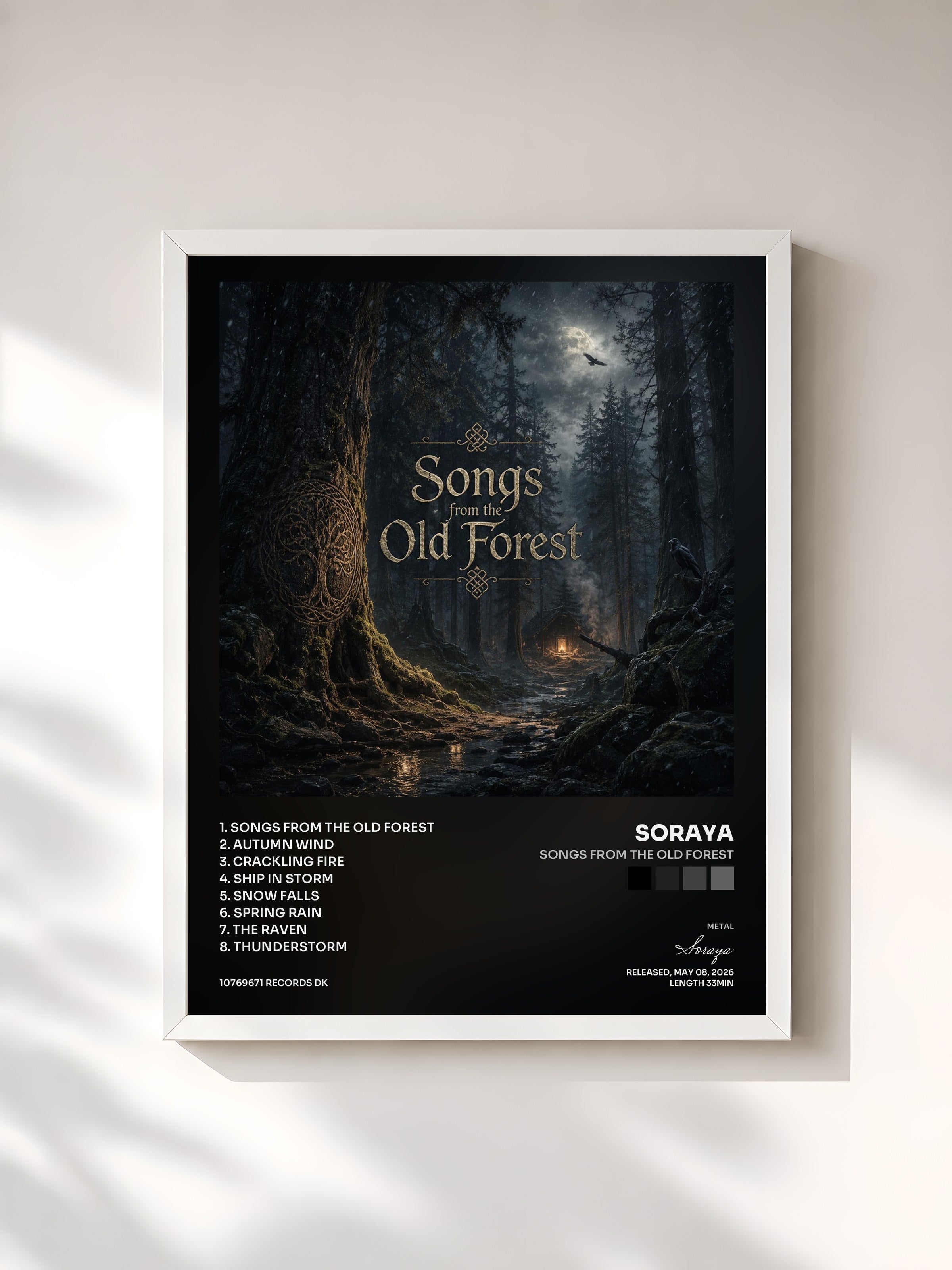 #blanc Tableau de l'album Songs from the Old Forest de Soraya, cadre blanc, imprimé et encadré en France