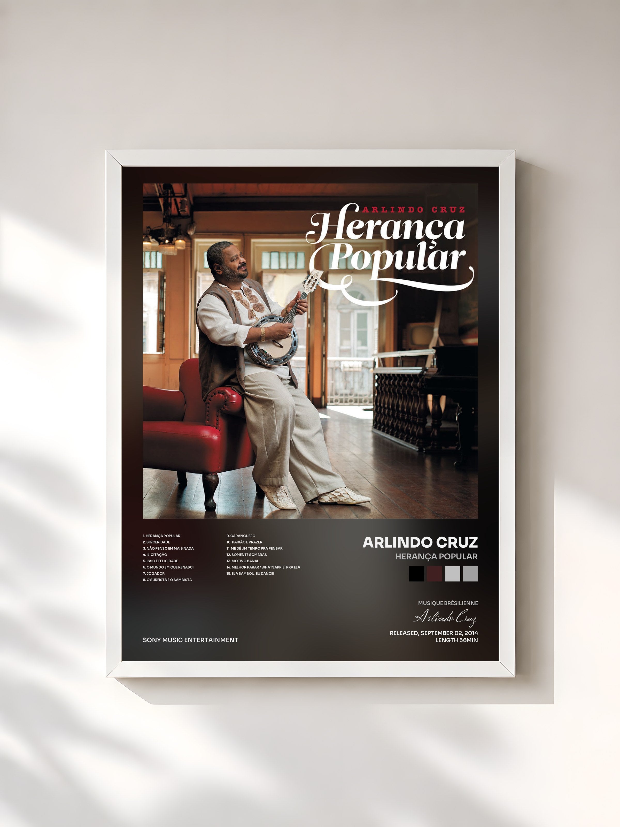 #blanc Tableau de l'album Herança Popular de Arlindo Cruz, cadre blanc, imprimé et encadré en France