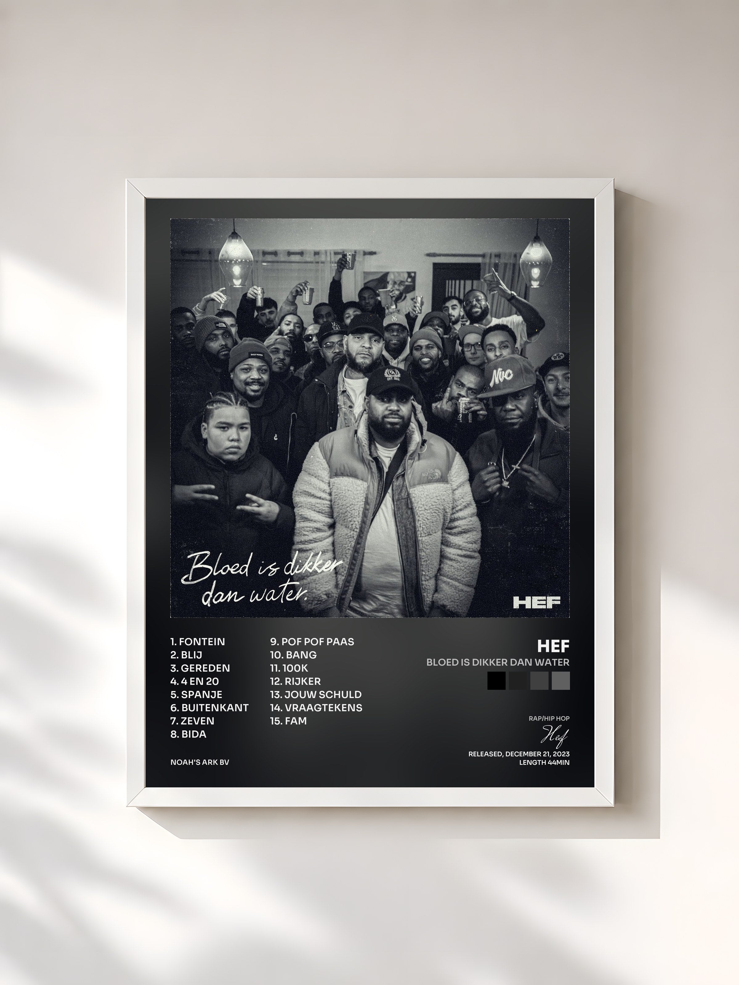 #blanc Tableau de l'album Bloed Is Dikker Dan Water de Hef, cadre blanc, imprimé et encadré en France