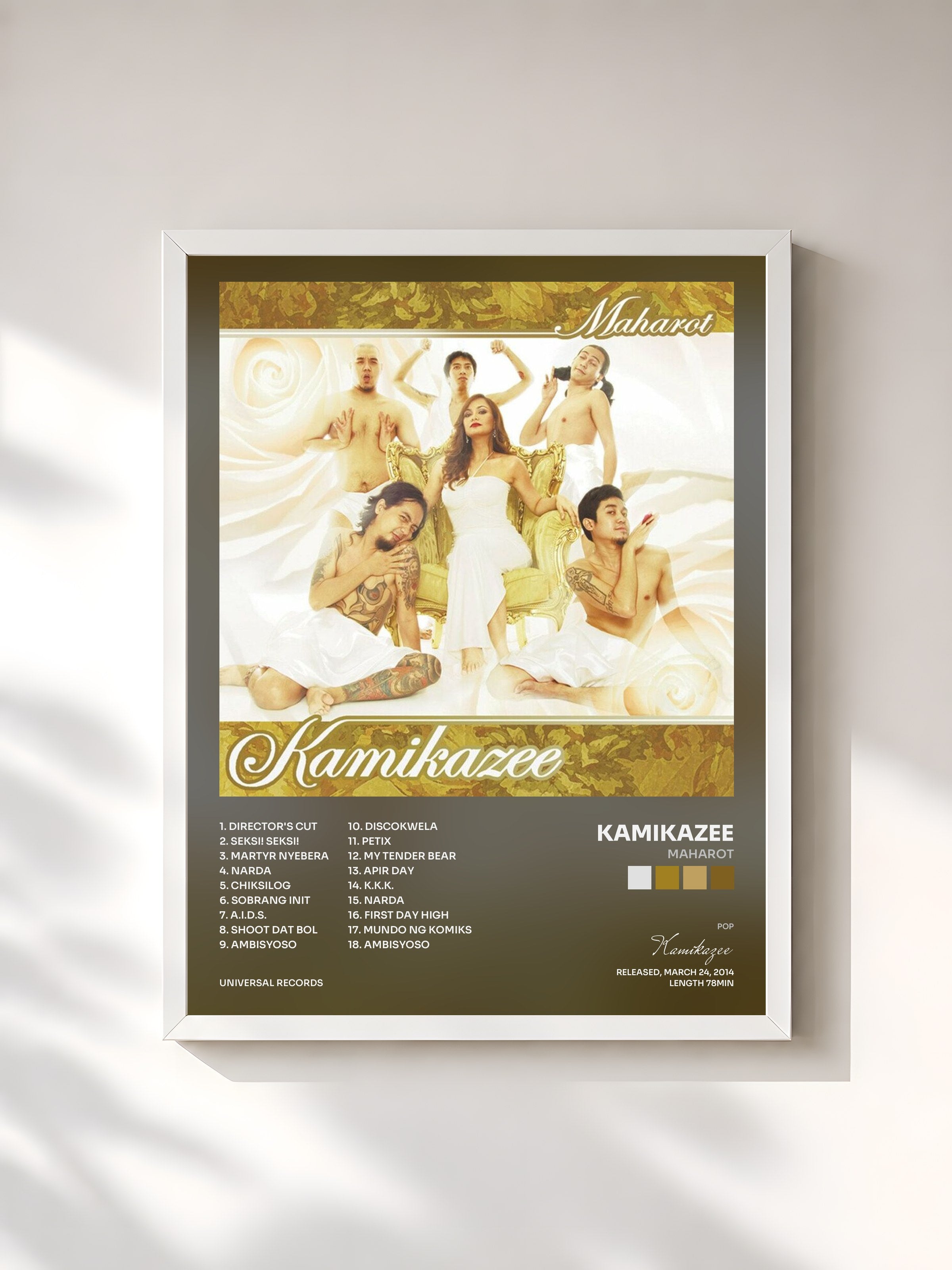 #blanc Tableau de l'album Maharot de Kamikazee, cadre blanc, imprimé et encadré en France