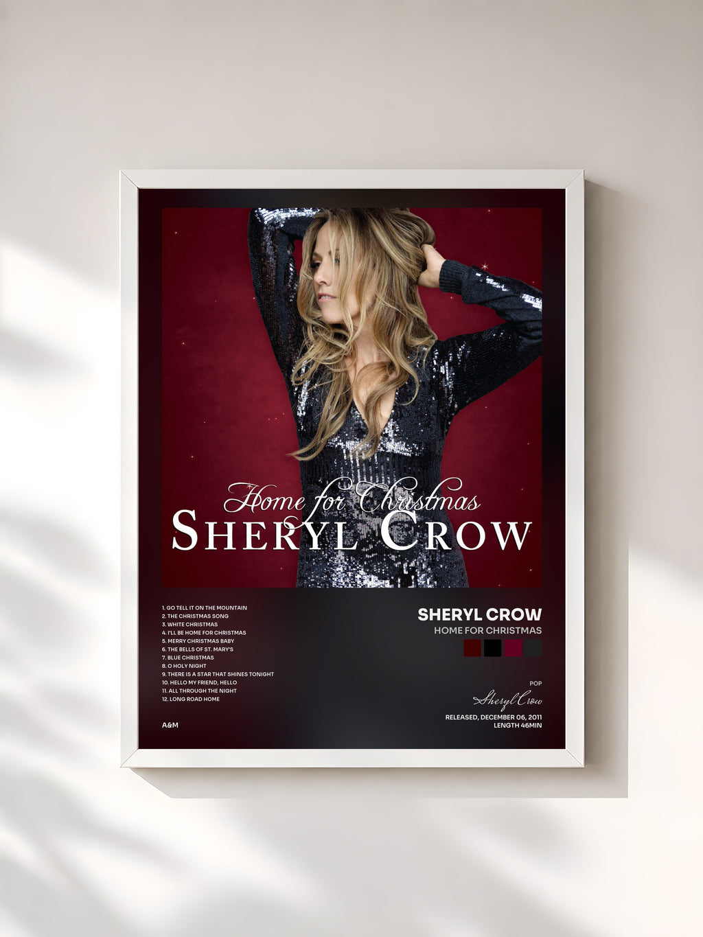 #blanc Home For Christmas by Sheryl Crow as a framed art print, white frame, printed and framed in France