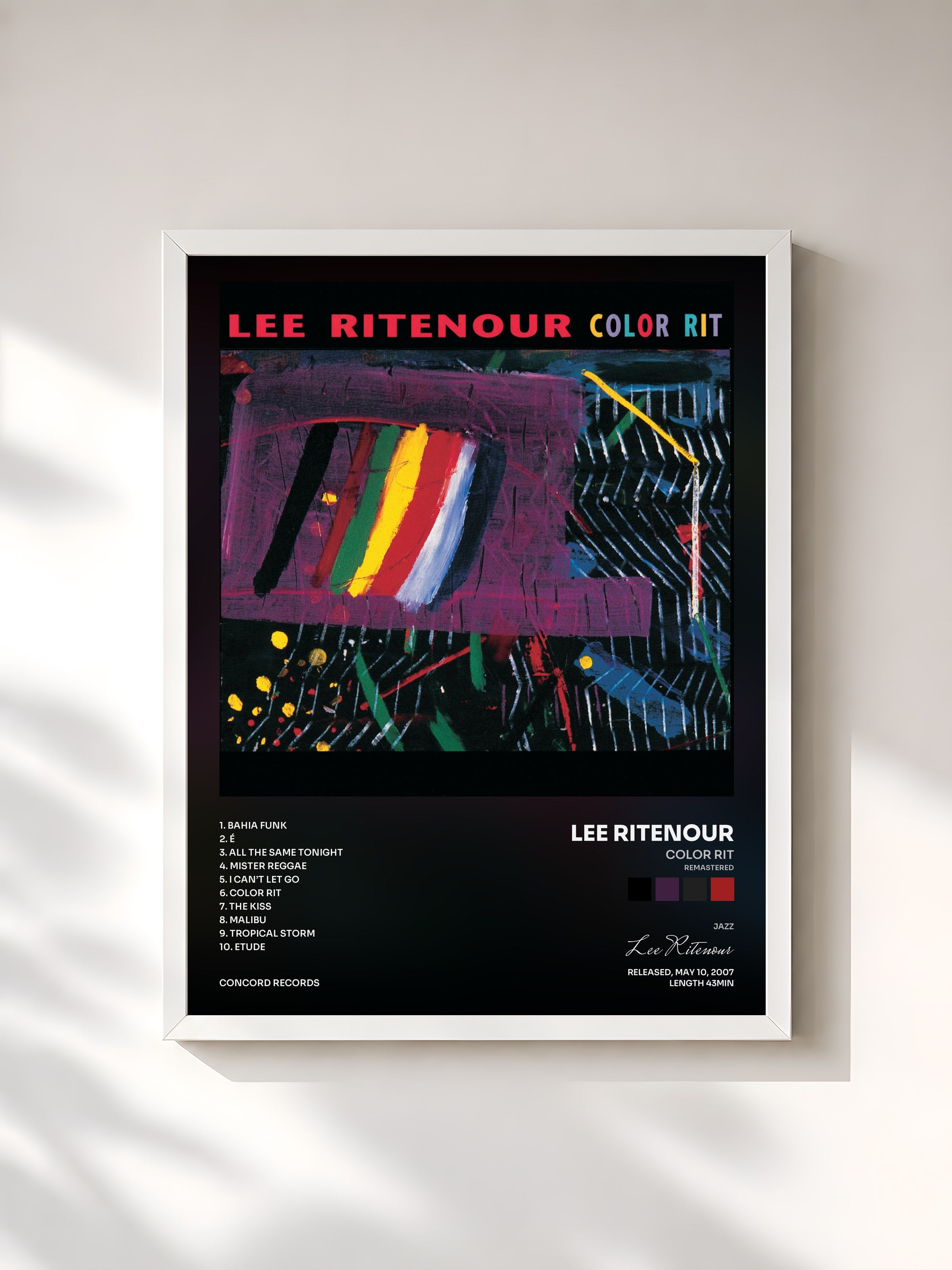 #blanc Tableau de l'album Color Rit (Remastered) de Lee Ritenour, cadre blanc, imprimé et encadré en France