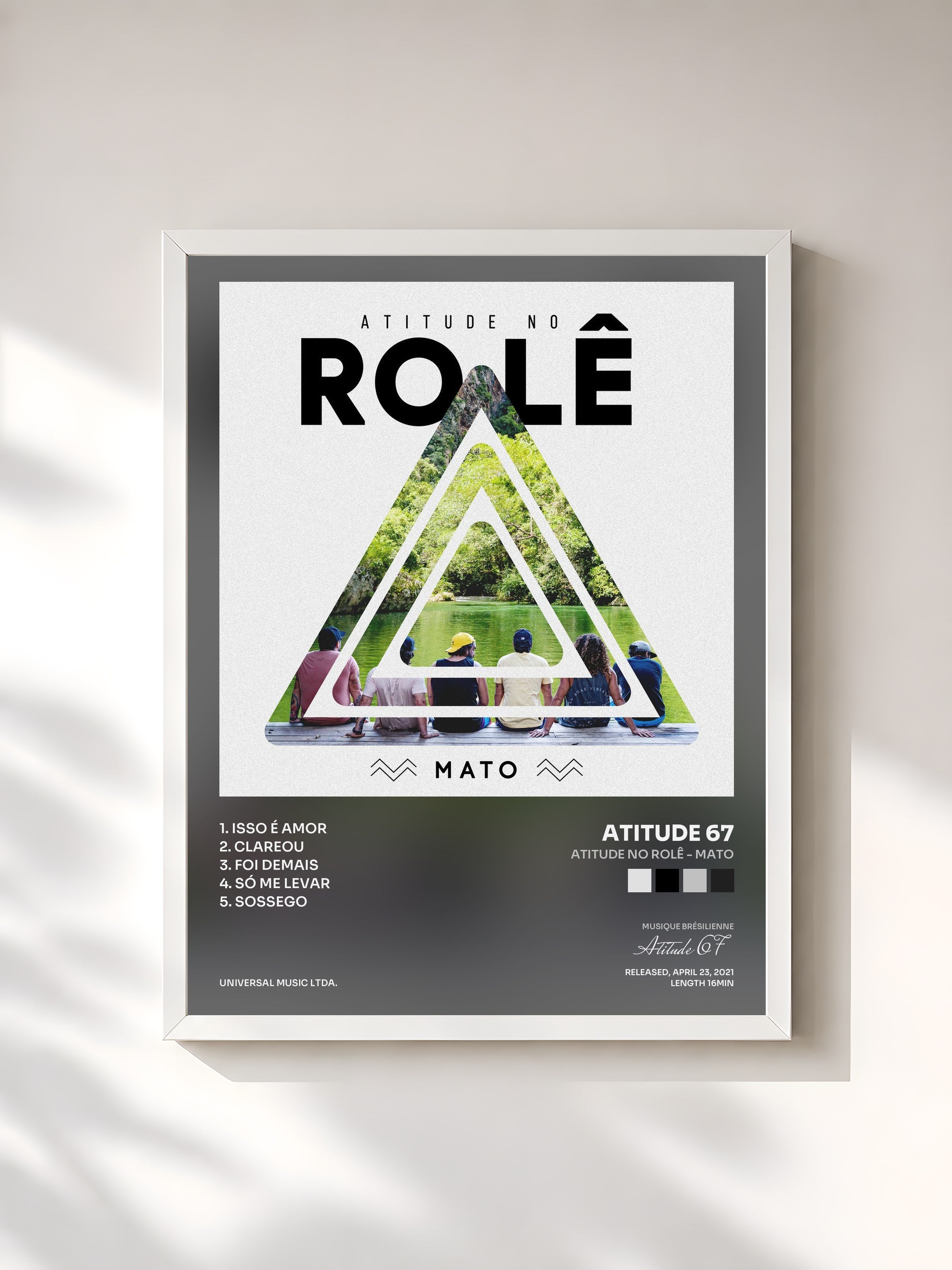 #blanc Tableau de l'album Atitude No Rolê - Mato de Atitude 67, cadre blanc, imprimé et encadré en France