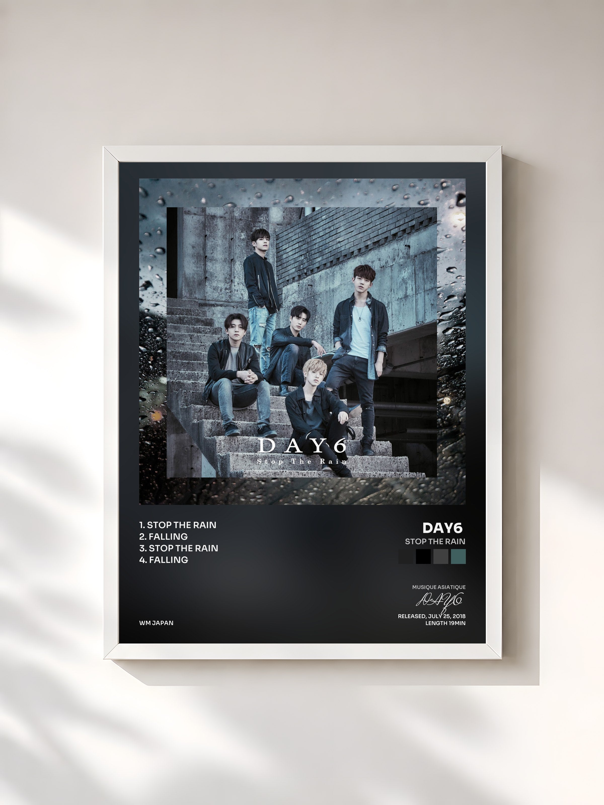 #blanc Tableau de l'album Stop The Rain de DAY6 , cadre blanc, imprimé et encadré en France