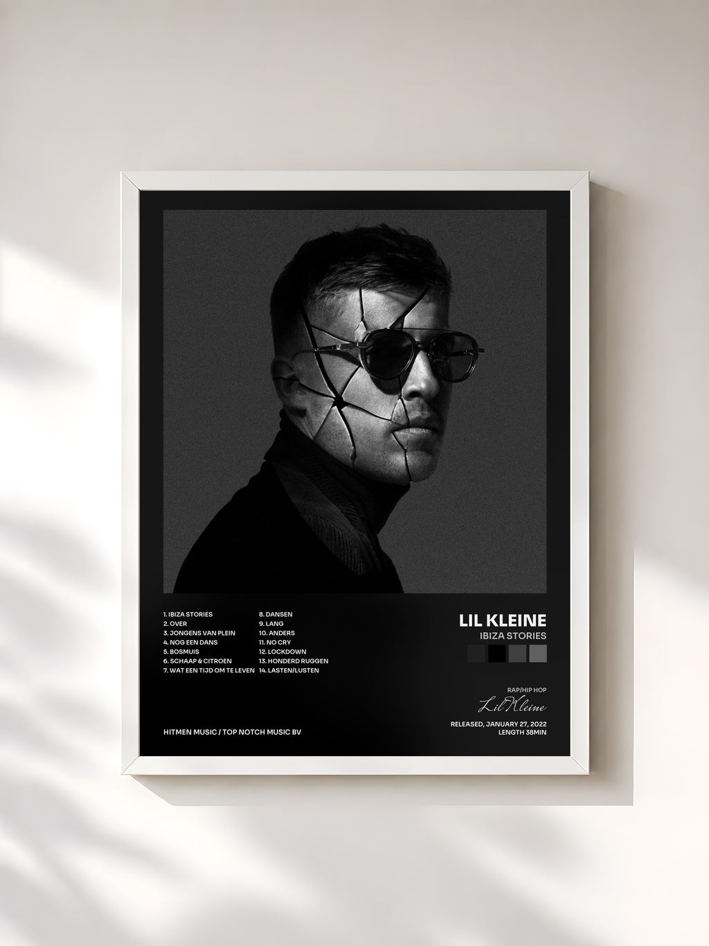 #blanc Ibiza Stories by Lil Kleine as a framed art print, white frame, printed and framed in France