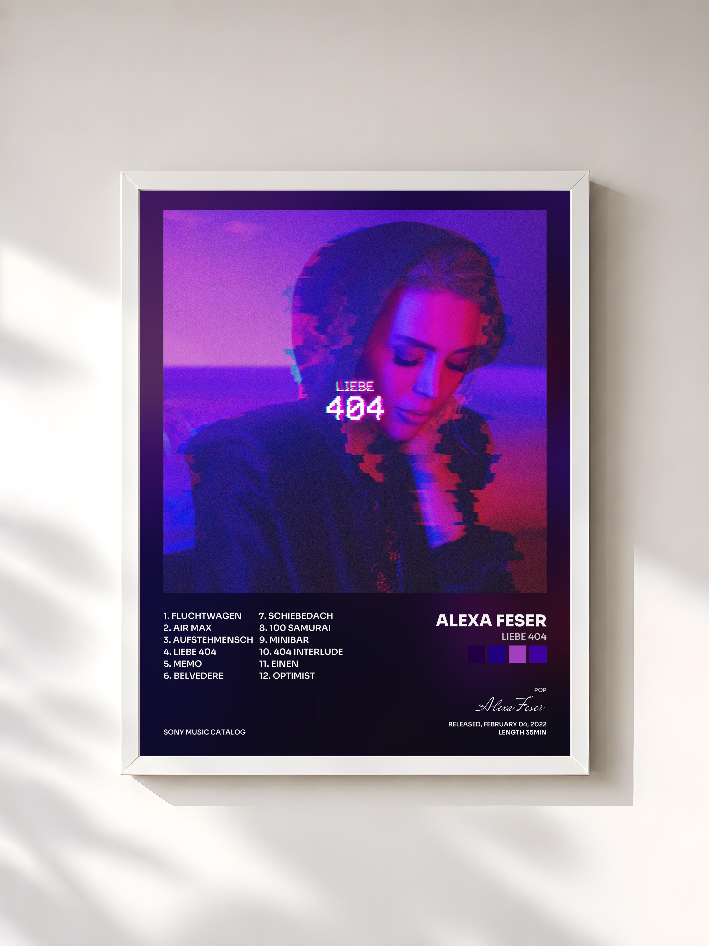 #blanc Tableau de l'album Liebe 404 de Alexa Feser, cadre blanc, imprimé et encadré en France