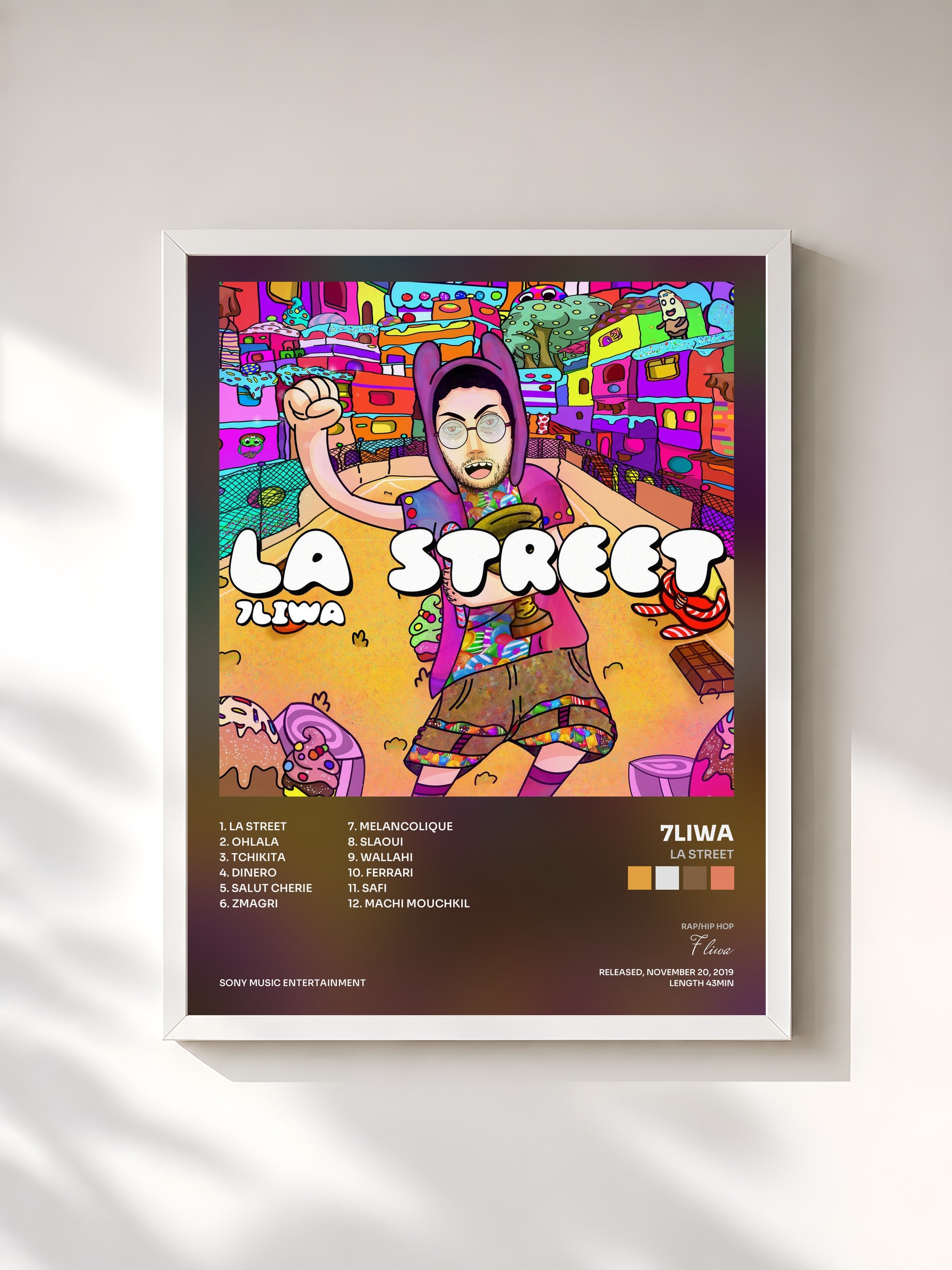 #blanc Tableau de l'album La Street de 7liwa, cadre blanc, imprimé et encadré en France