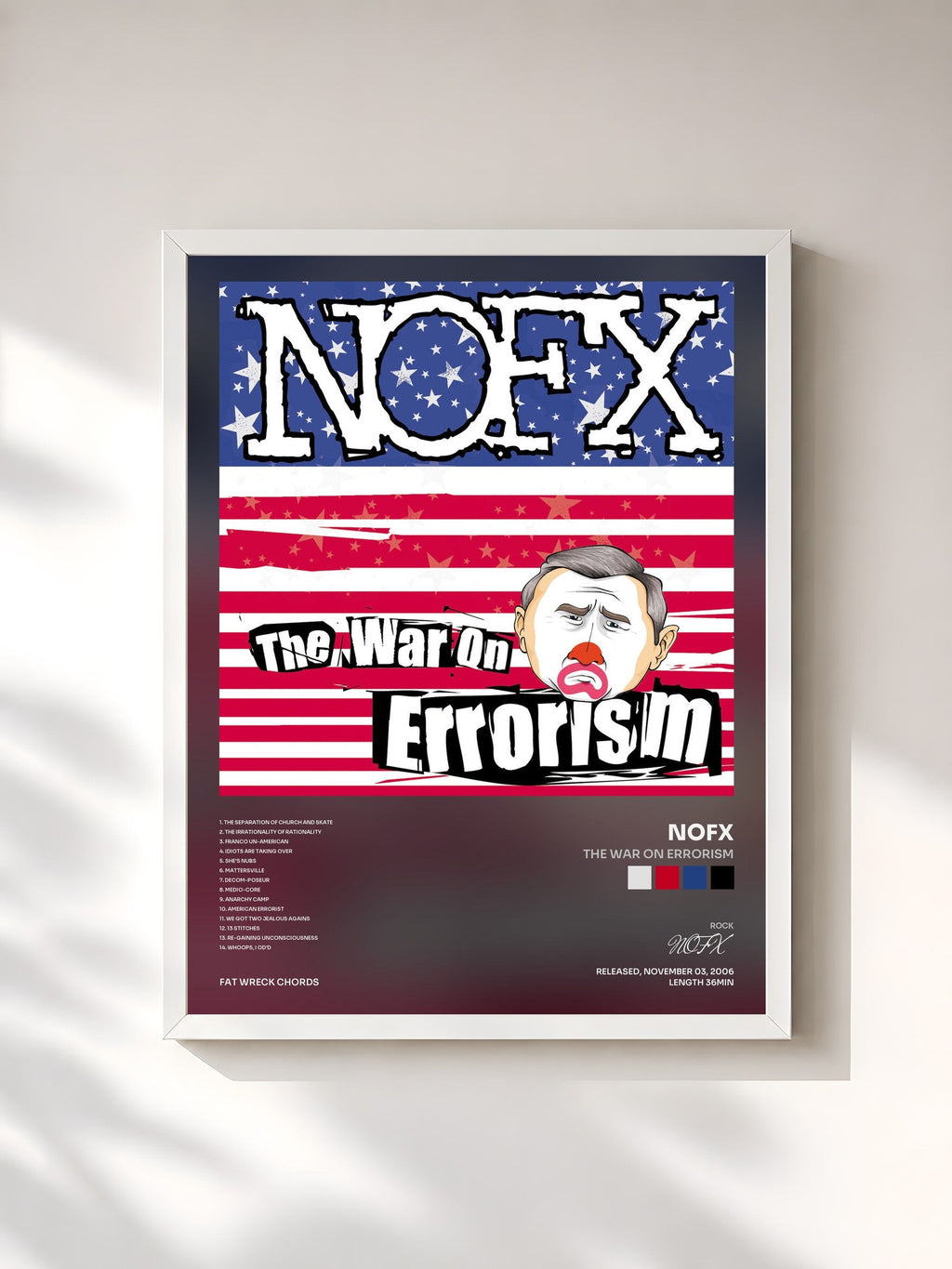 #blanc The War on Errorism di NOFX in stampa incorniciata, cornice bianca, stampata e incorniciata in Francia