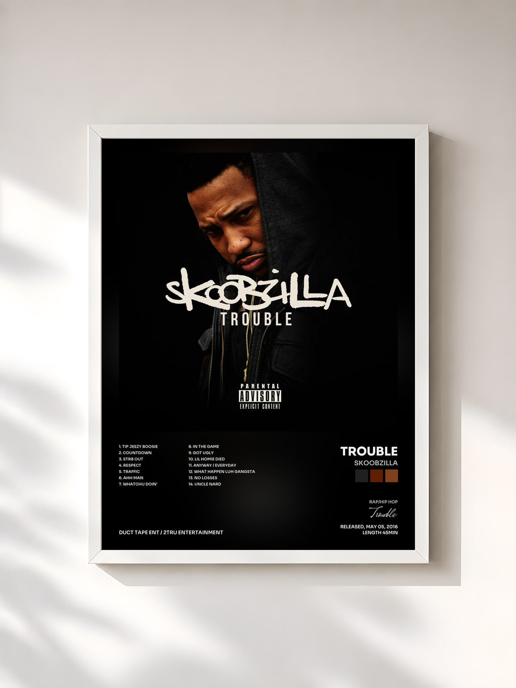 #blanc Tableau de l'album Skoobzilla de Trouble, cadre blanc, imprimé et encadré en France