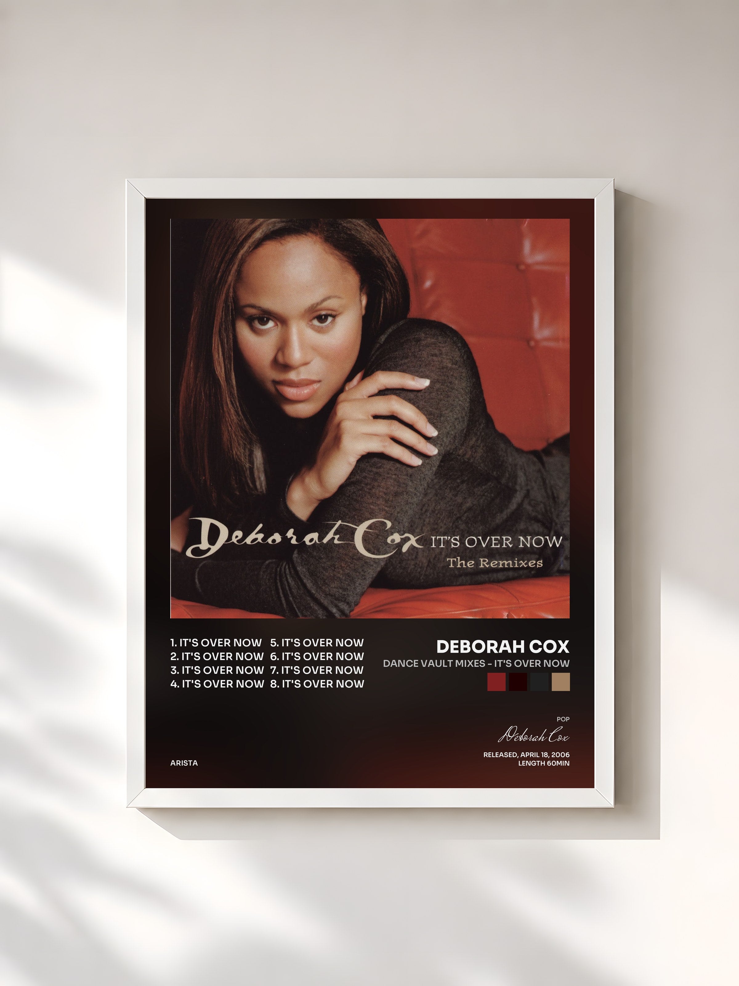 #blanc Tableau de l'album Dance Vault Mixes - It's Over Now de Deborah Cox, cadre blanc, imprimé et encadré en France