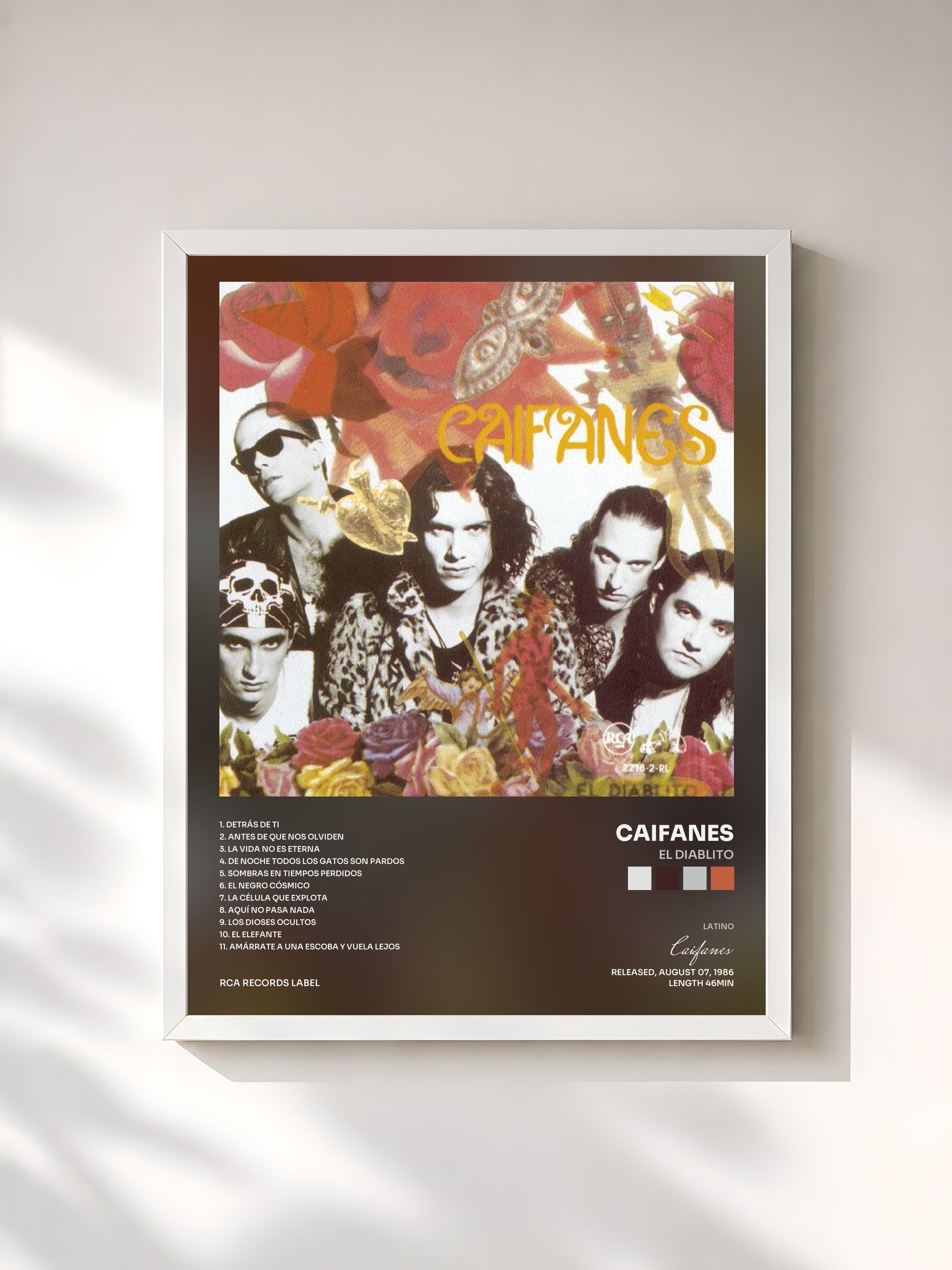 #blanc Tableau de l'album El Diablito de Caifanes, cadre blanc, imprimé et encadré en France