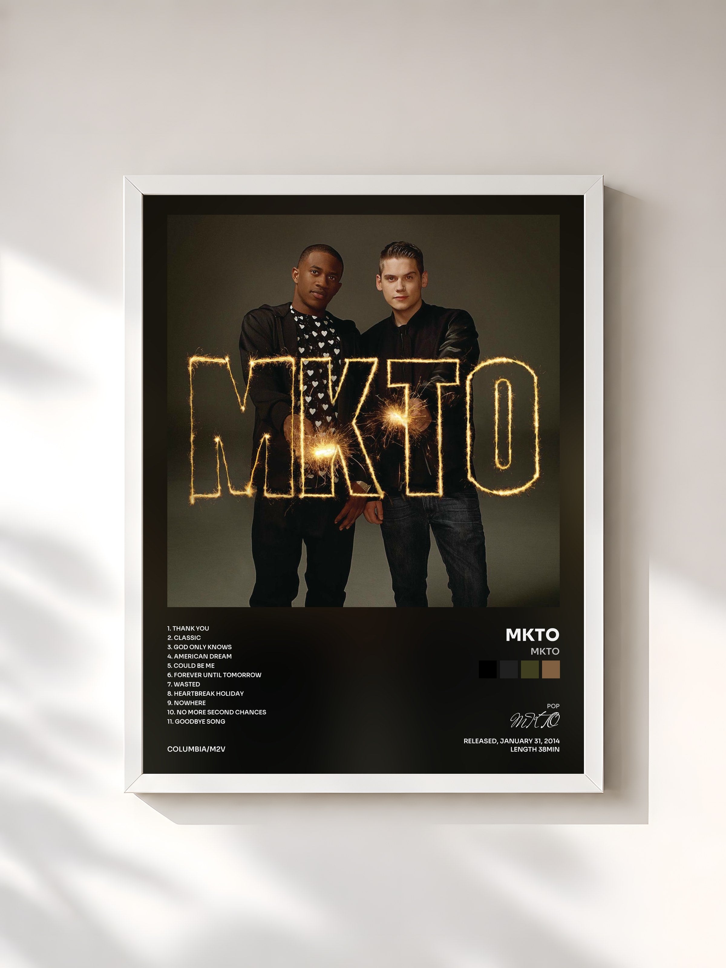 #blanc Tableau de l'album MKTO de MKTO, cadre blanc, imprimé et encadré en France