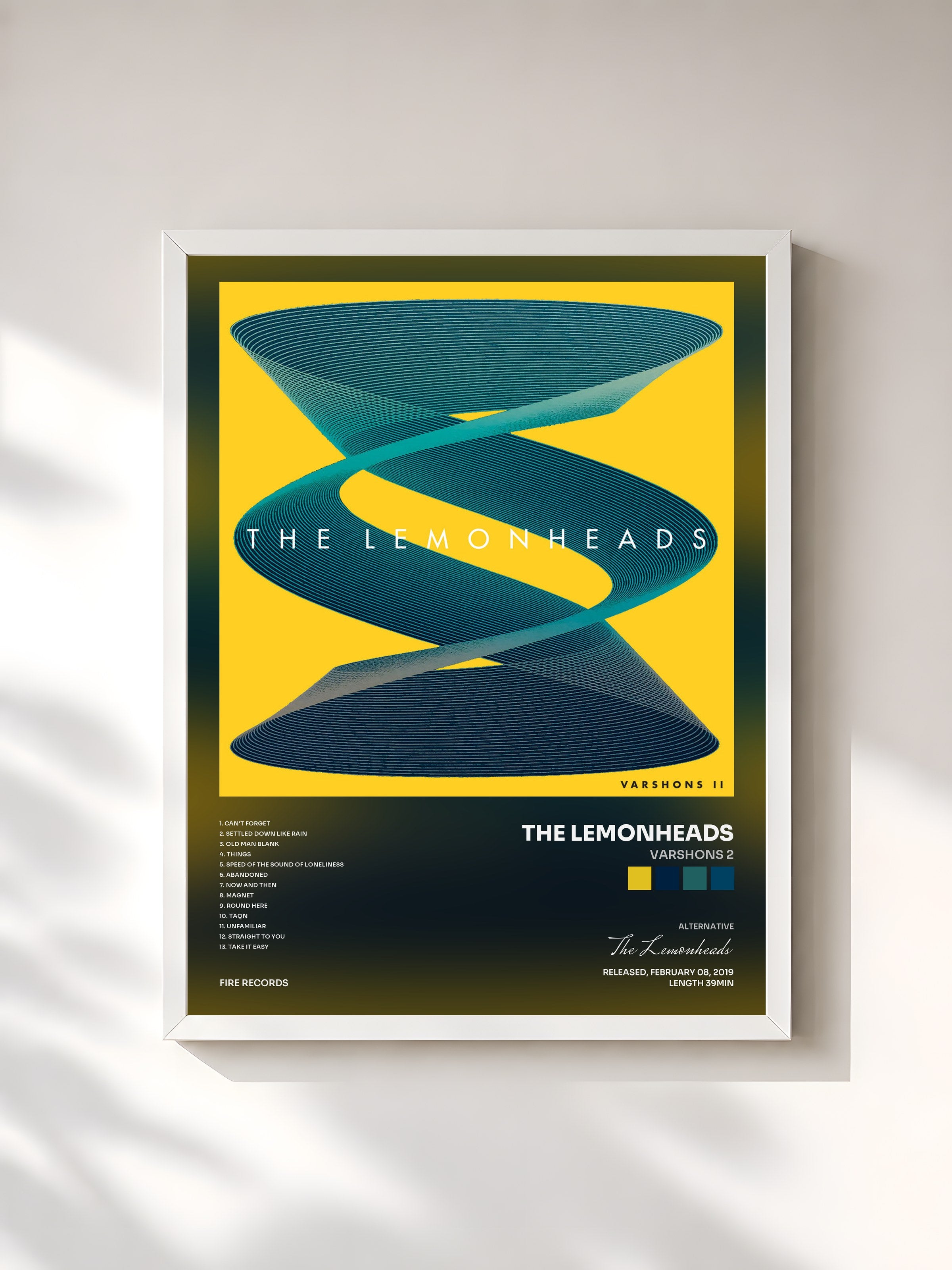 #blanc Tableau de l'album Varshons 2 de The Lemonheads, cadre blanc, imprimé et encadré en France
