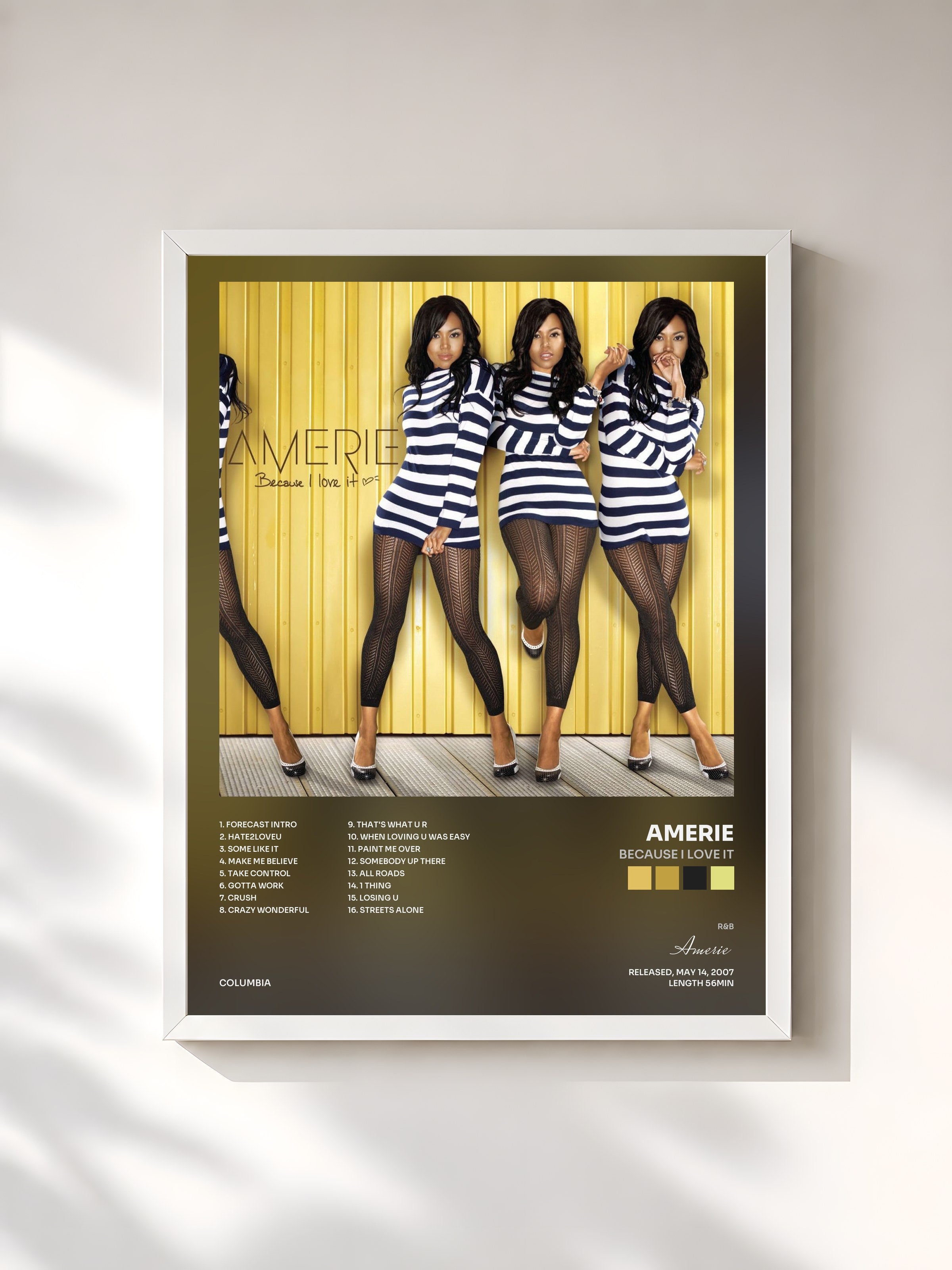#blanc Tableau de l'album Because I Love It de Amerie, cadre blanc, imprimé et encadré en France