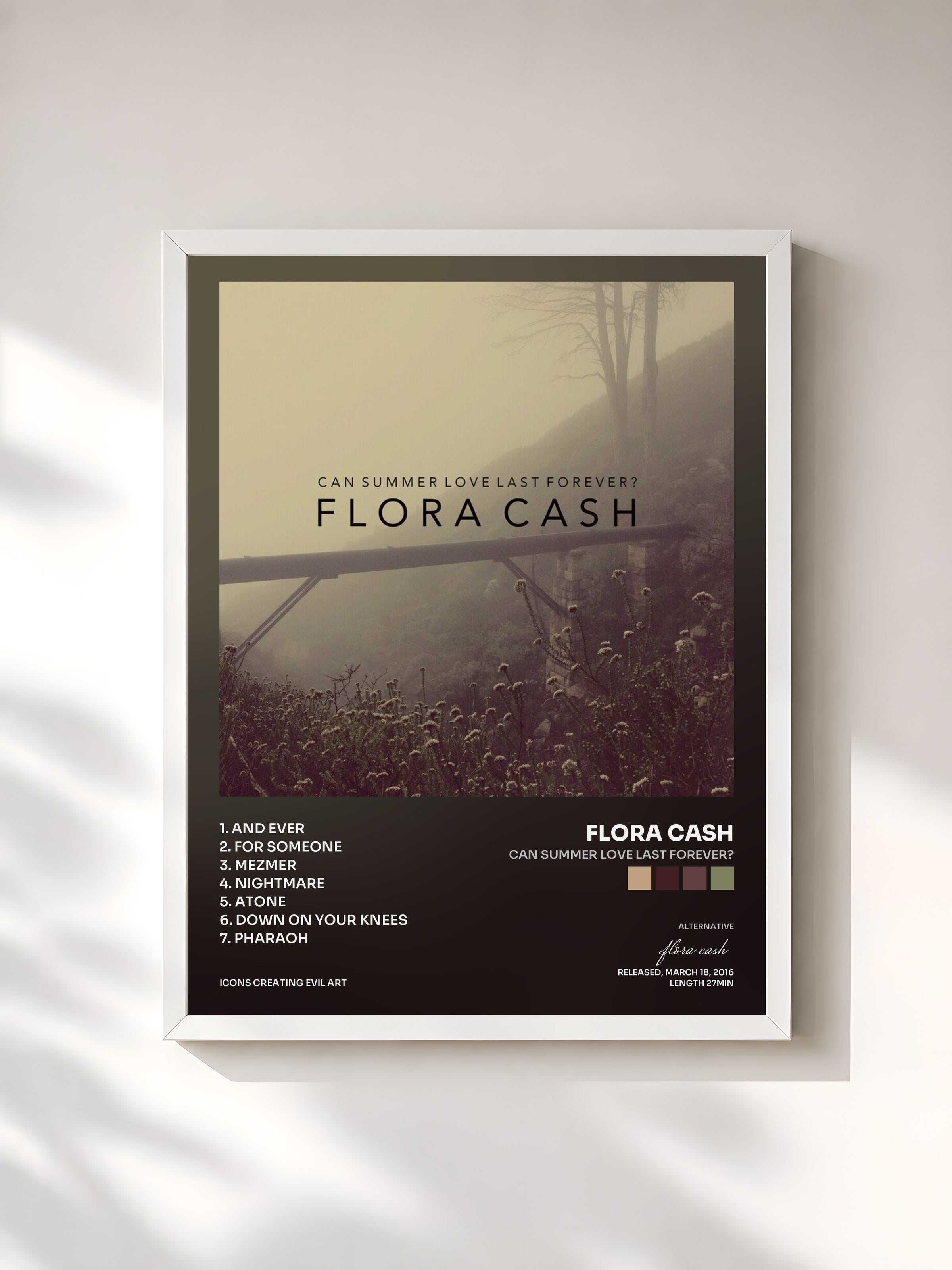 #blanc Tableau de l'album Can Summer Love Last Forever? de flora cash, cadre blanc, imprimé et encadré en France