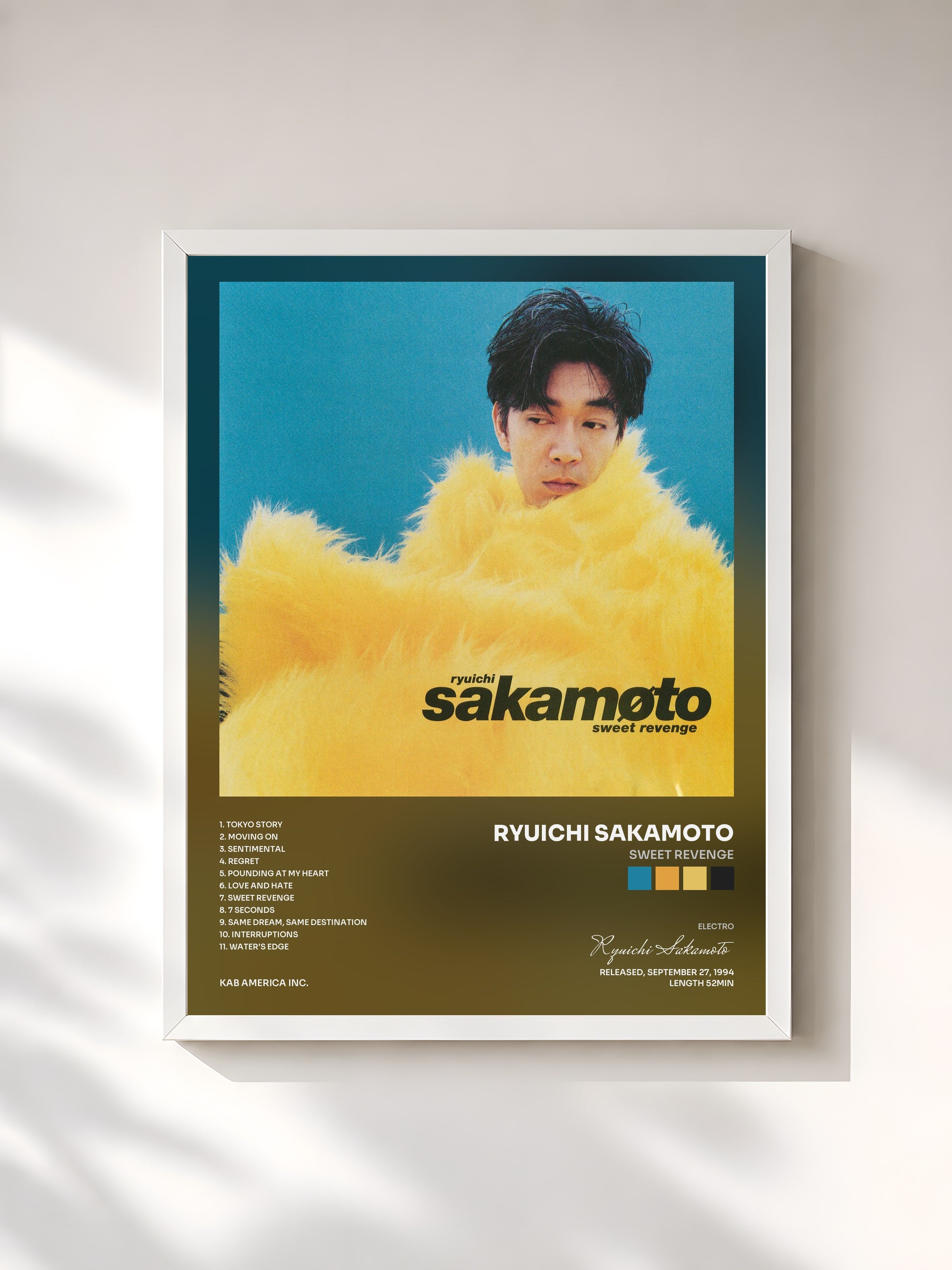 #blanc Tableau de l'album Sweet Revenge de Ryuichi Sakamoto, cadre blanc, imprimé et encadré en France
