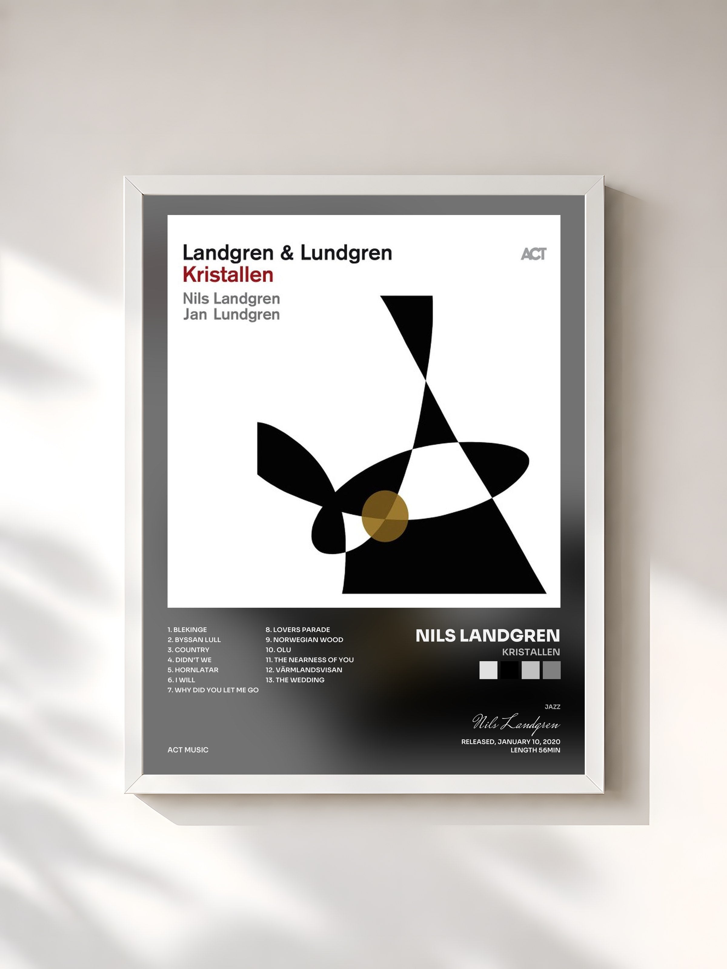 #blanc Tableau de l'album Kristallen de Nils Landgren, cadre blanc, imprimé et encadré en France