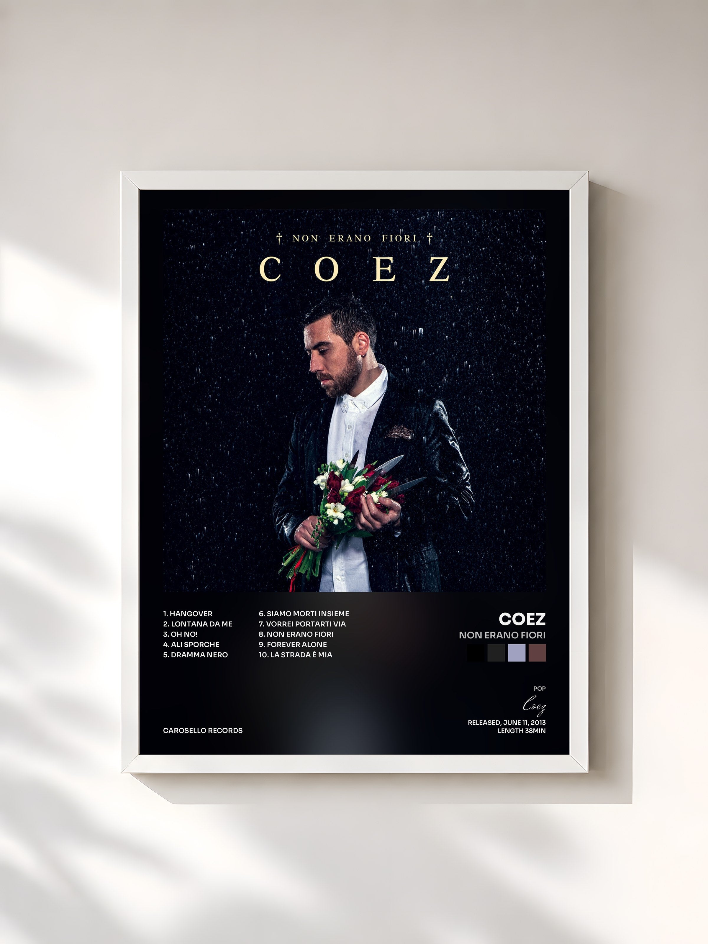 #blanc Tableau de l'album Non erano fiori de Coez, cadre blanc, imprimé et encadré en France