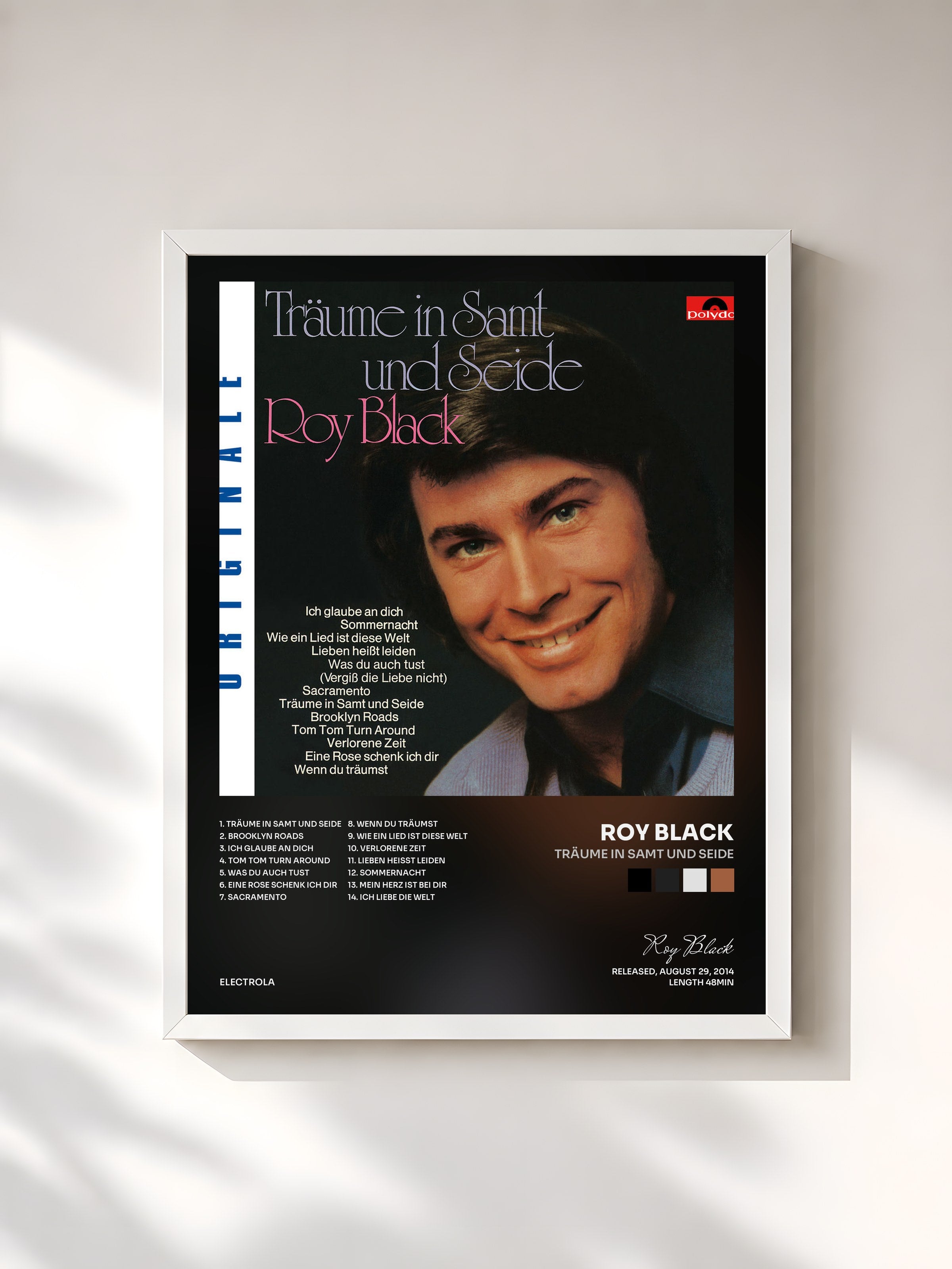 #blanc Tableau de l'album Träume in Samt und Seide de Roy Black, cadre blanc, imprimé et encadré en France