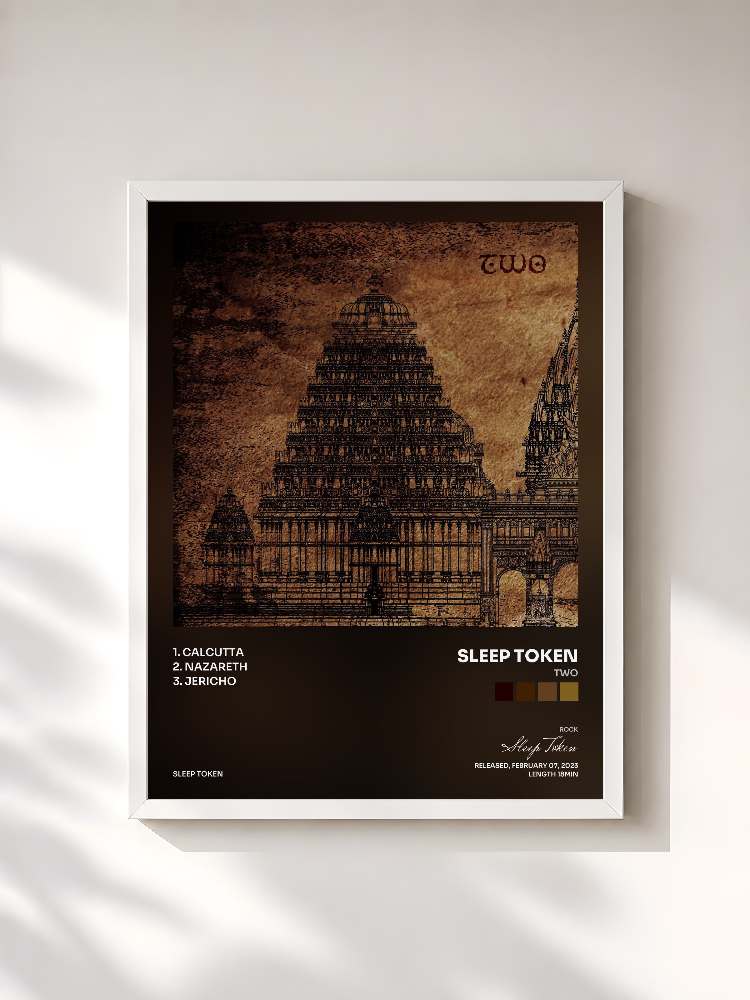 #blanc Tableau de l'album Two de Sleep Token, cadre blanc, imprimé et encadré en France