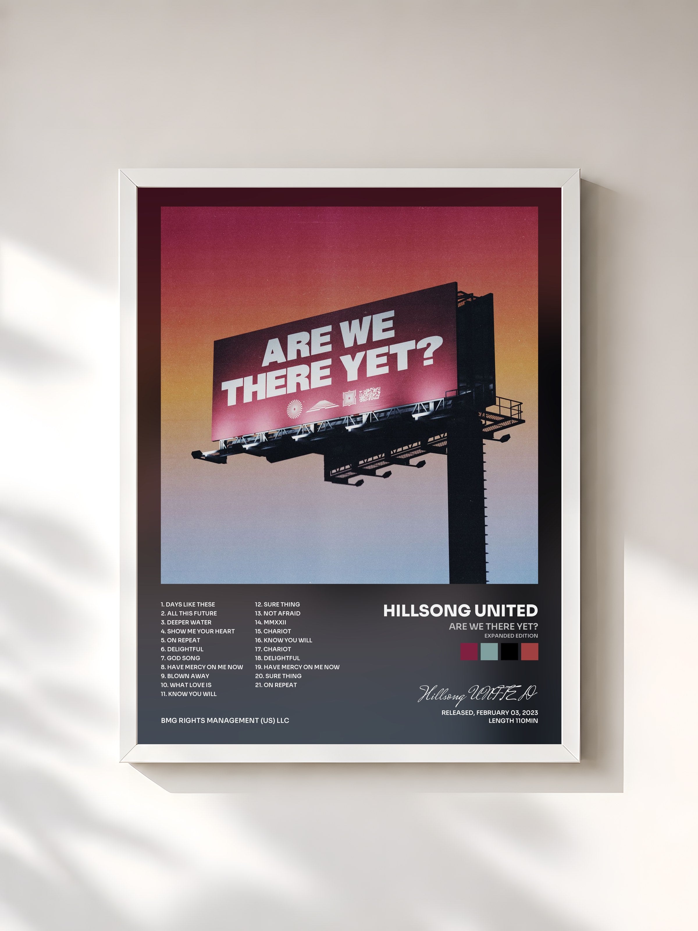 #blanc Tableau de l'album Are We There Yet? (Expanded Edition) de Hillsong UNITED, cadre blanc, imprimé et encadré en France