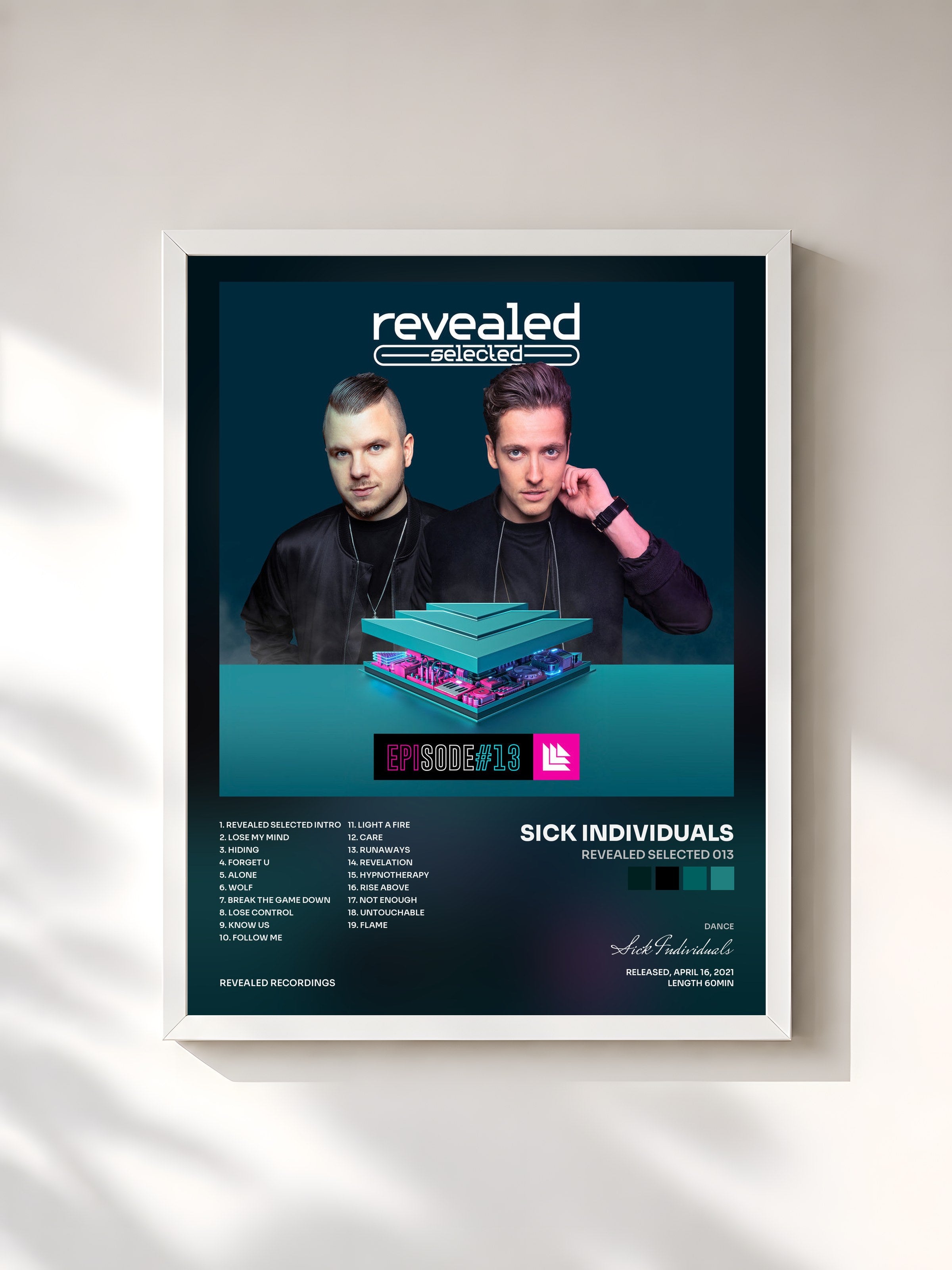 #blanc Tableau de l'album Revealed Selected 013 de Sick Individuals, cadre blanc, imprimé et encadré en France