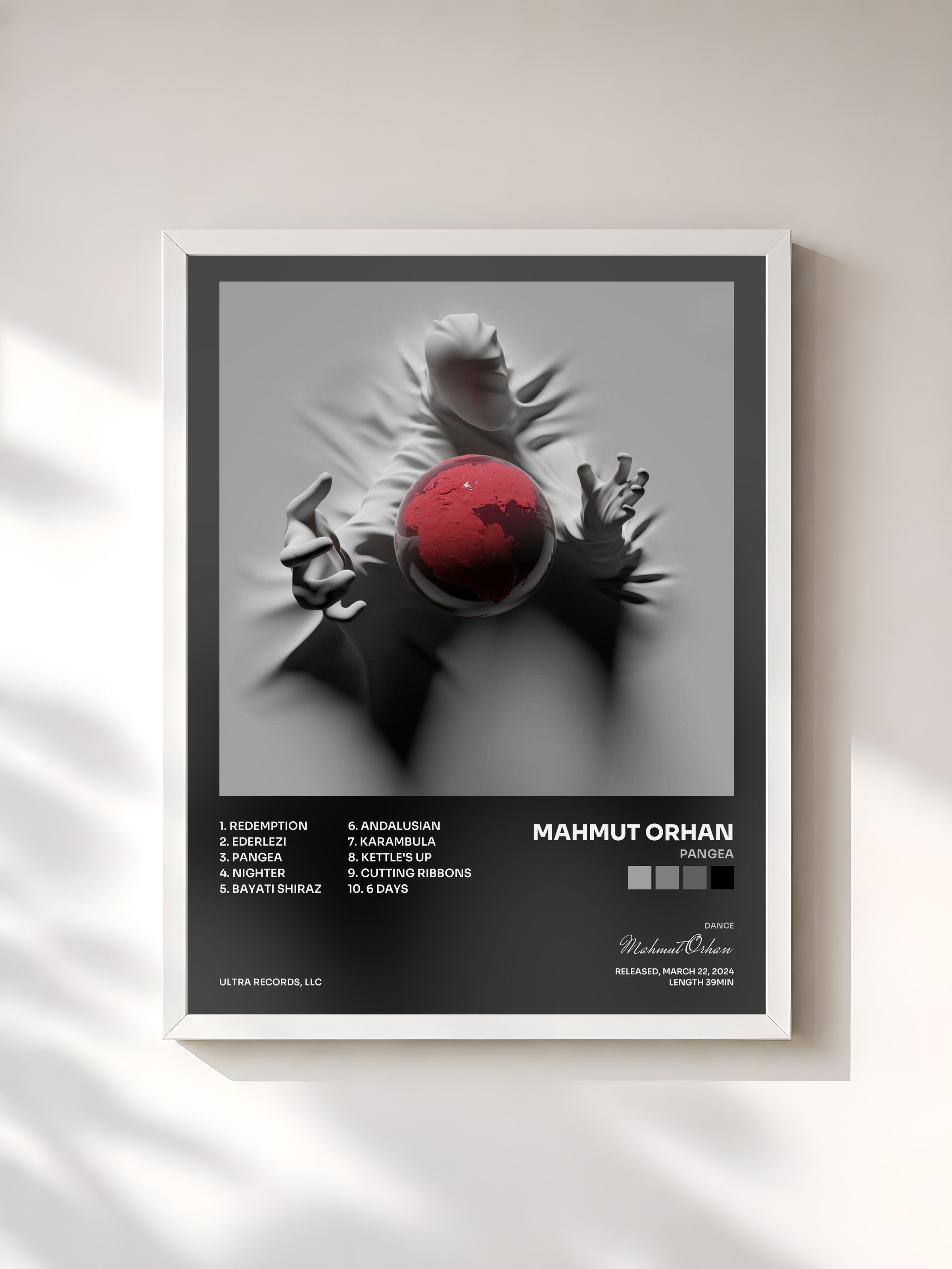 #blanc Tableau de l'album Pangea de Mahmut Orhan, cadre blanc, imprimé et encadré en France