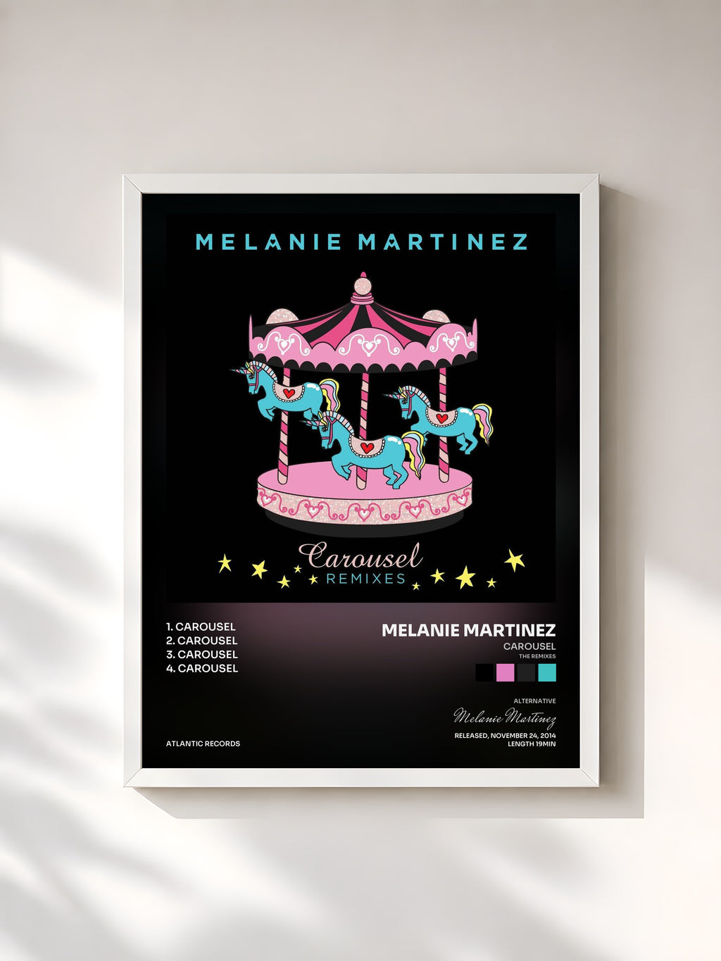 #blanc Tableau de l'album Carousel (The Remixes) de Melanie Martinez, cadre blanc, imprimé et encadré en France
