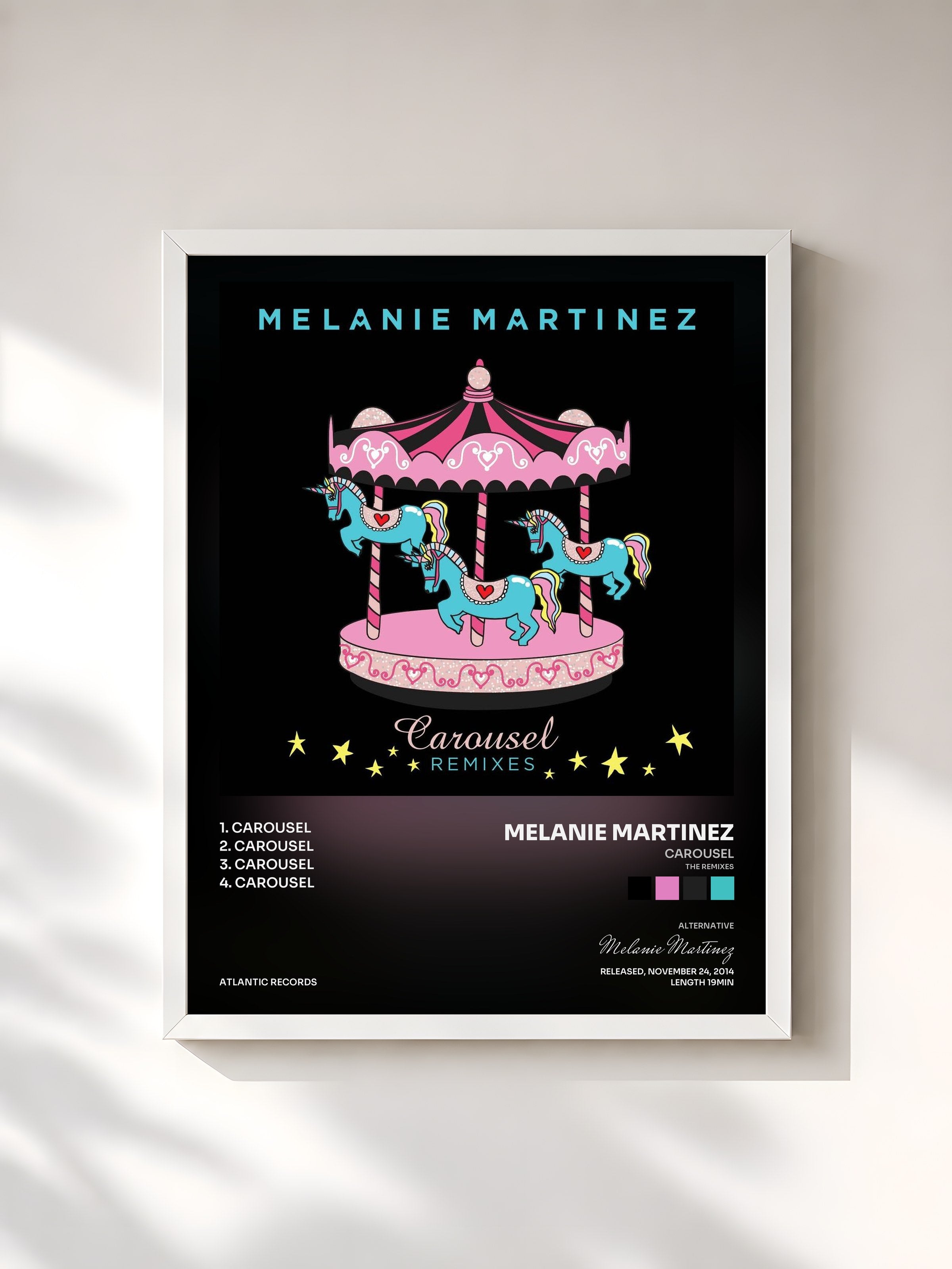#blanc Tableau de l'album Carousel (The Remixes) de Melanie Martinez, cadre blanc, imprimé et encadré en France