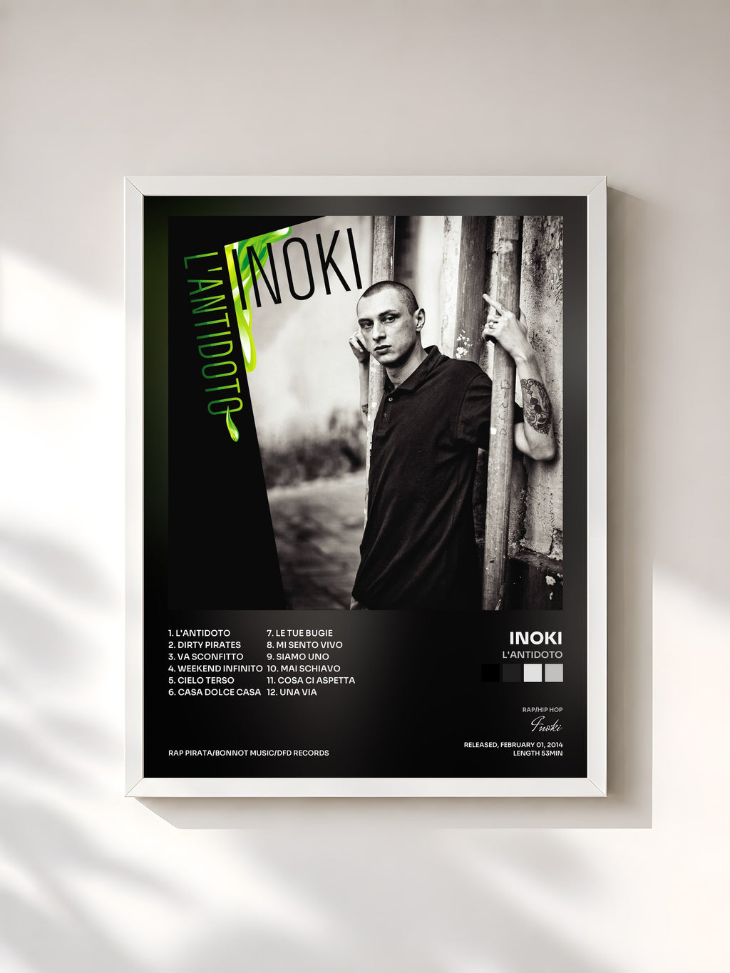 #blanc Tableau de l'album L'antidoto de Inoki, cadre blanc, imprimé et encadré en France