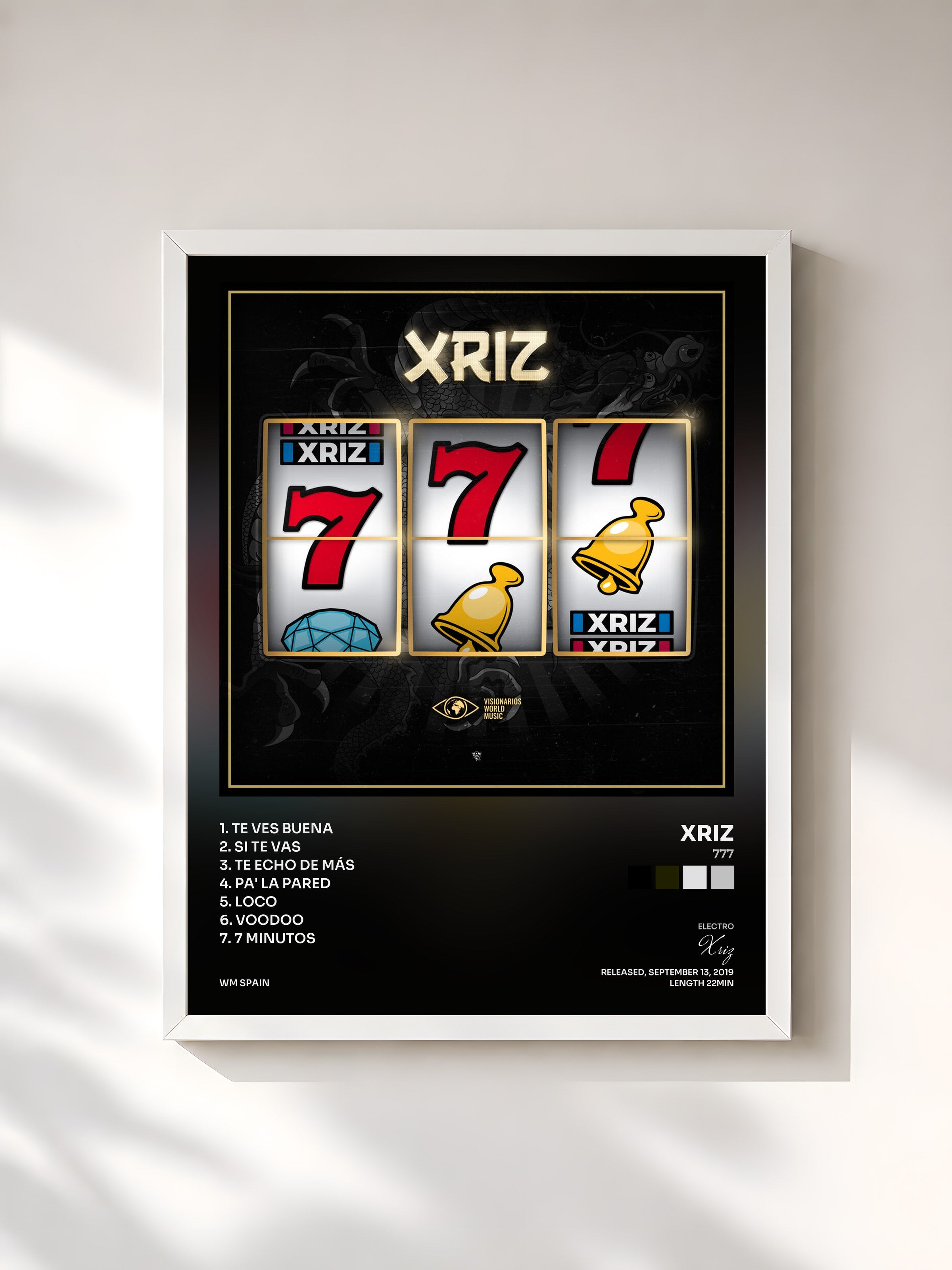 #blanc Tableau de l'album 777 de Xriz, cadre blanc, imprimé et encadré en France