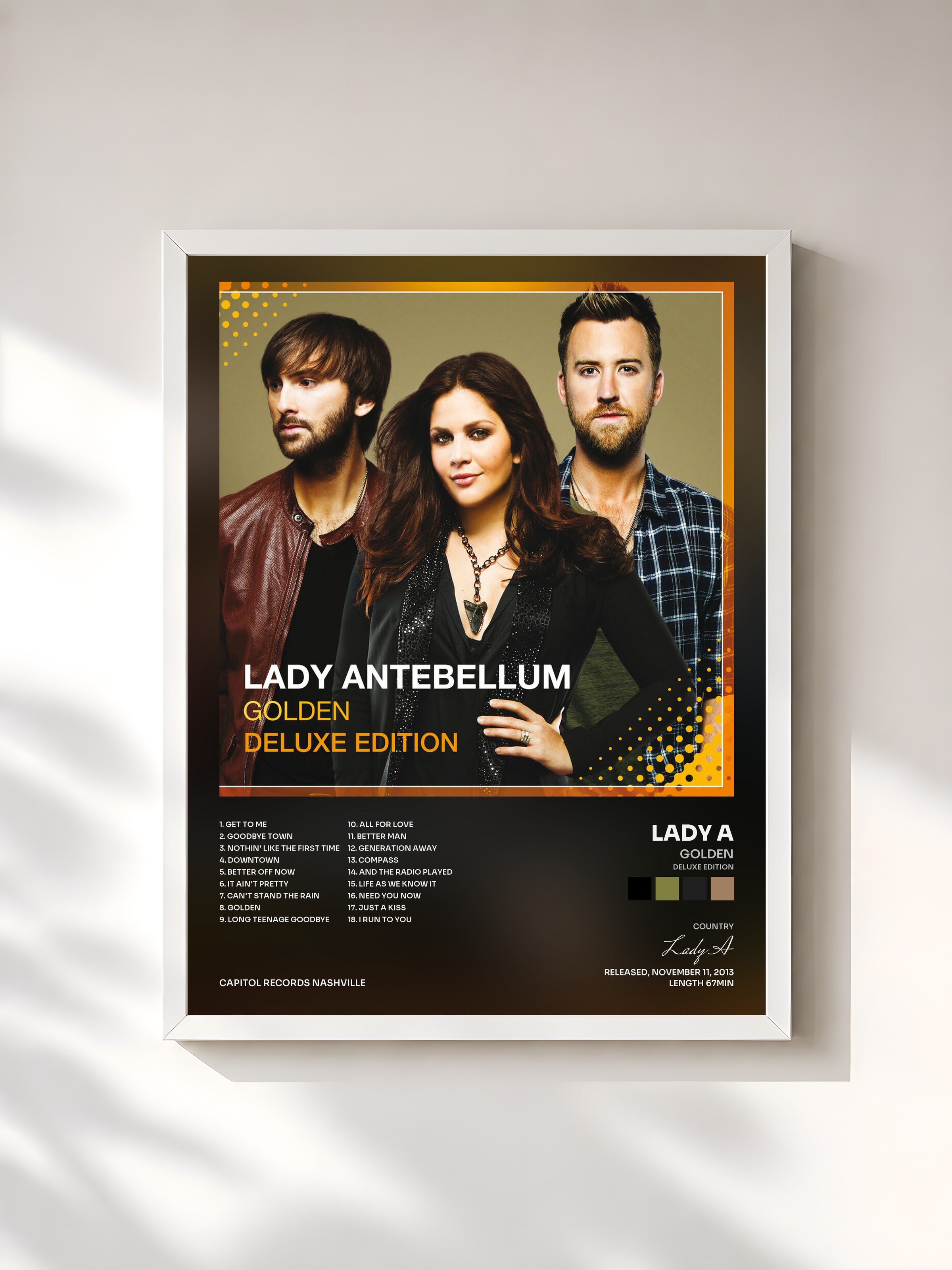 #blanc Tableau de l'album Golden (Deluxe Edition) de Lady A, cadre blanc, imprimé et encadré en France