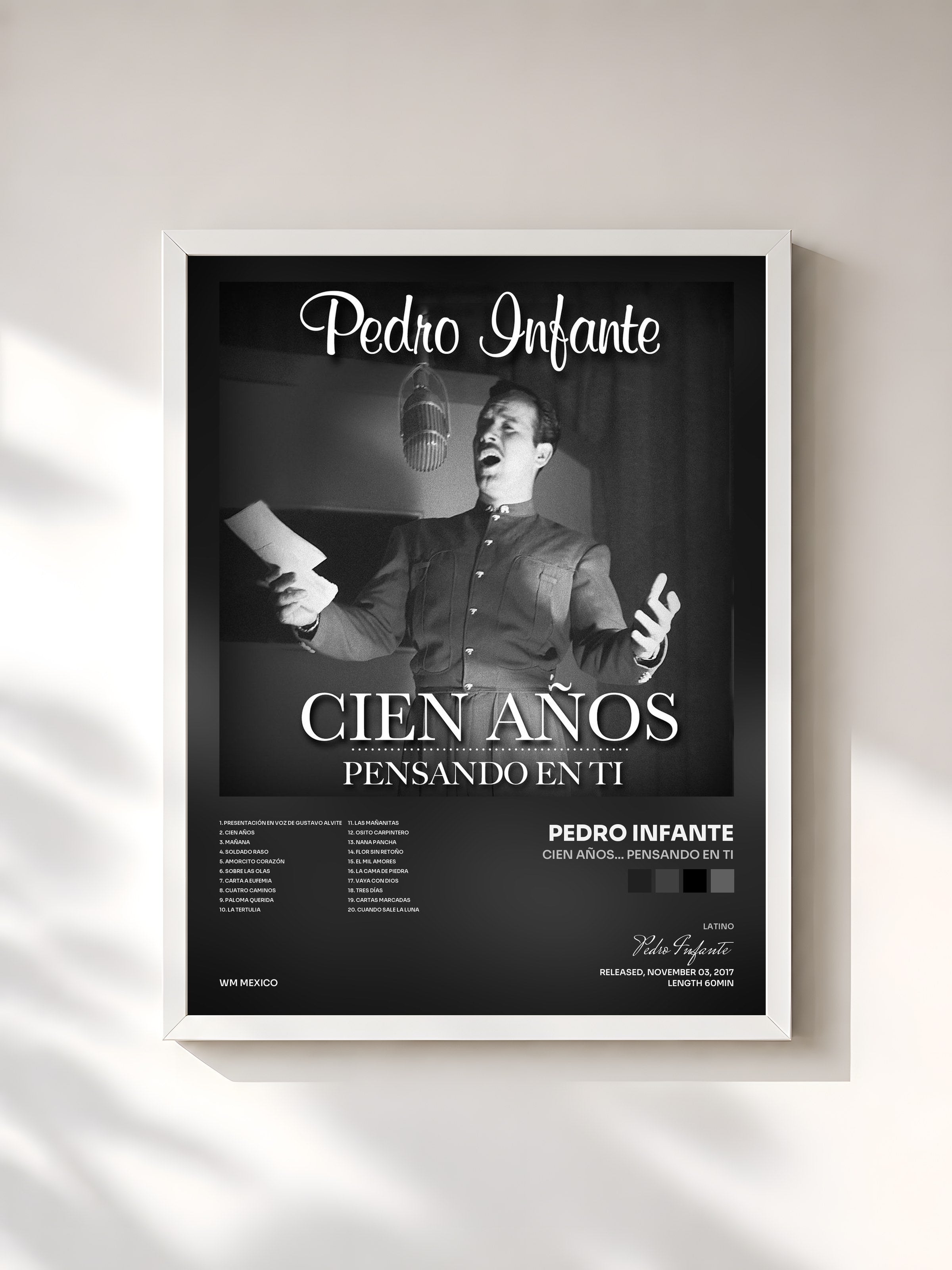 #blanc Tableau de l'album Cien años... pensando en ti de Pedro Infante, cadre blanc, imprimé et encadré en France