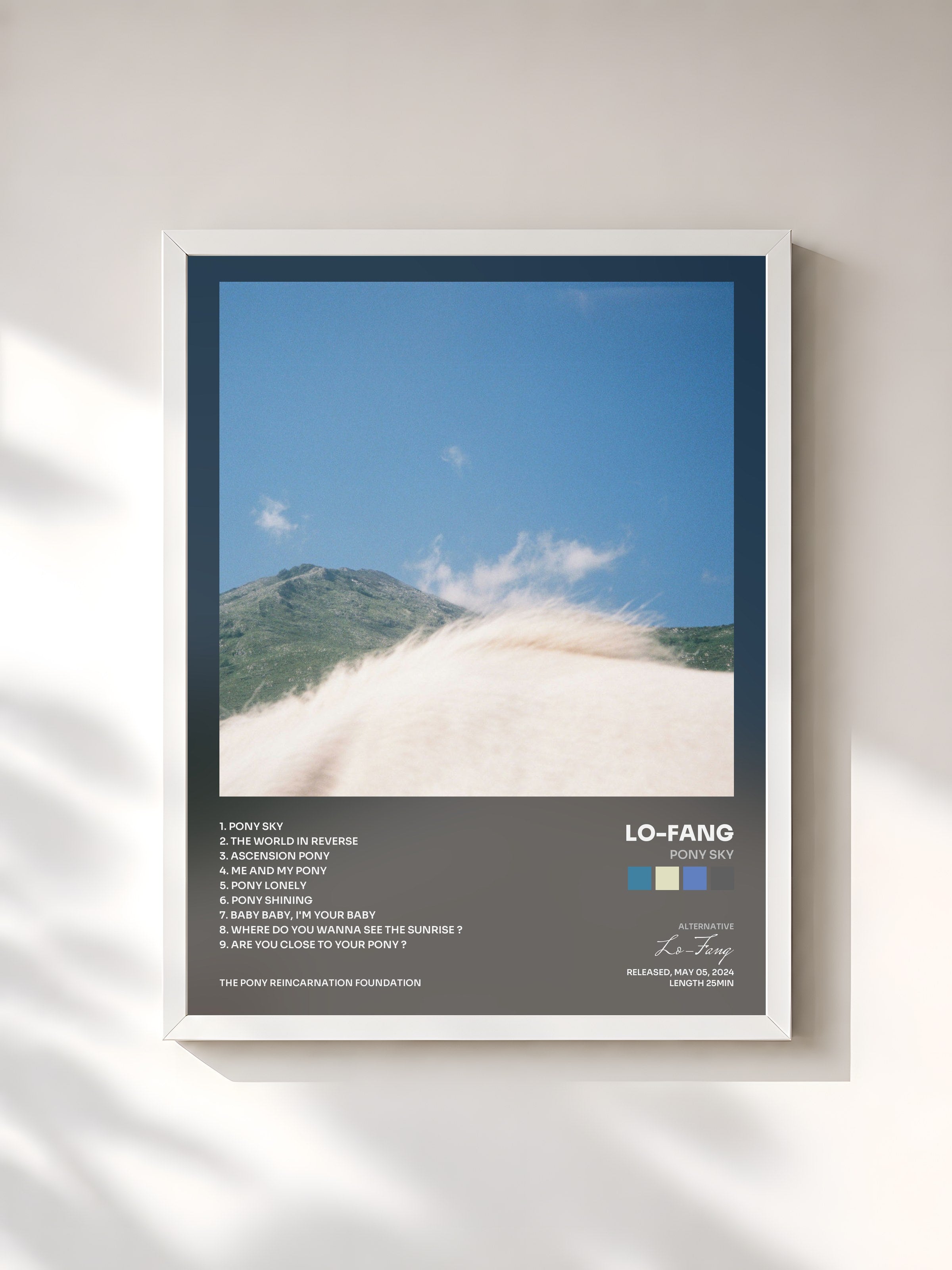 #blanc Tableau de l'album Pony Sky de Lo-Fang, cadre blanc, imprimé et encadré en France