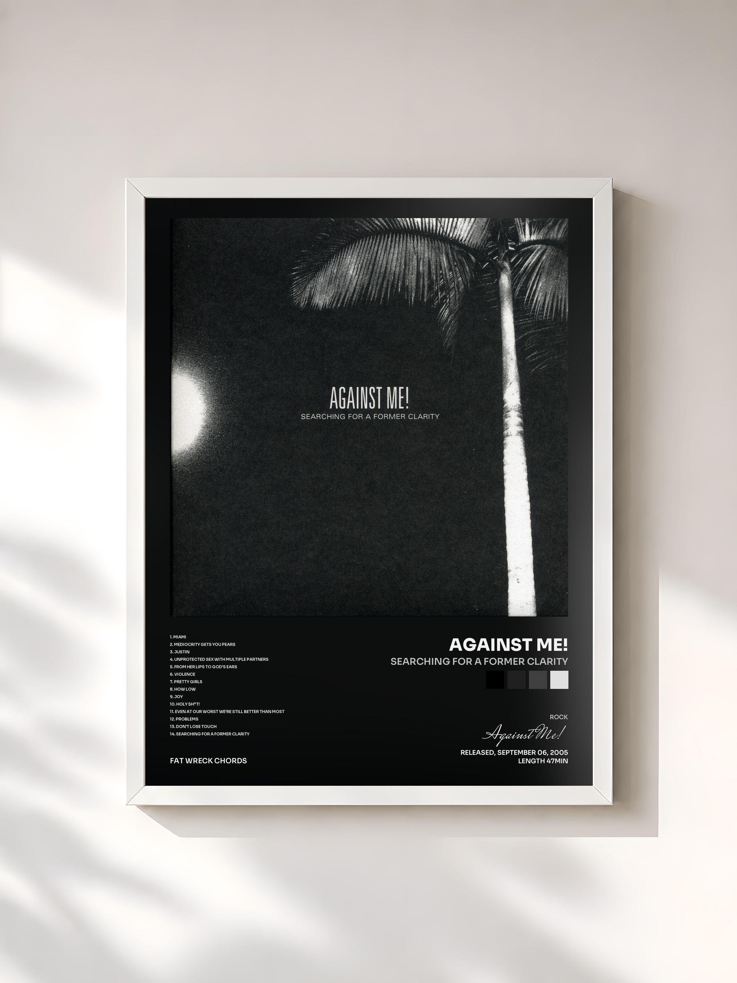 #blanc Tableau de l'album Searching for a Former Clarity de Against Me!, cadre blanc, imprimé et encadré en France
