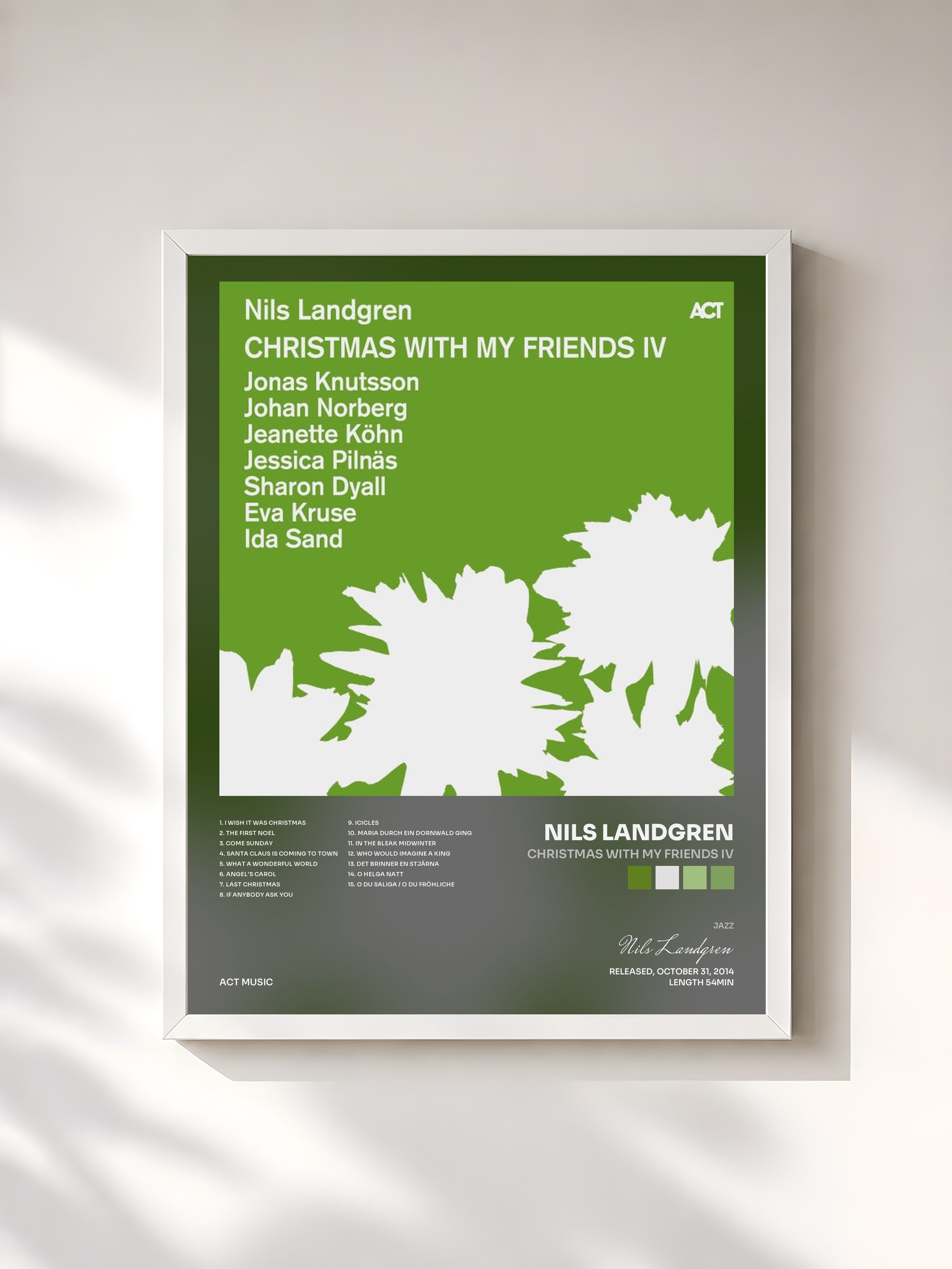 #blanc Tableau de l'album Christmas with My Friends IV de Nils Landgren, cadre blanc, imprimé et encadré en France