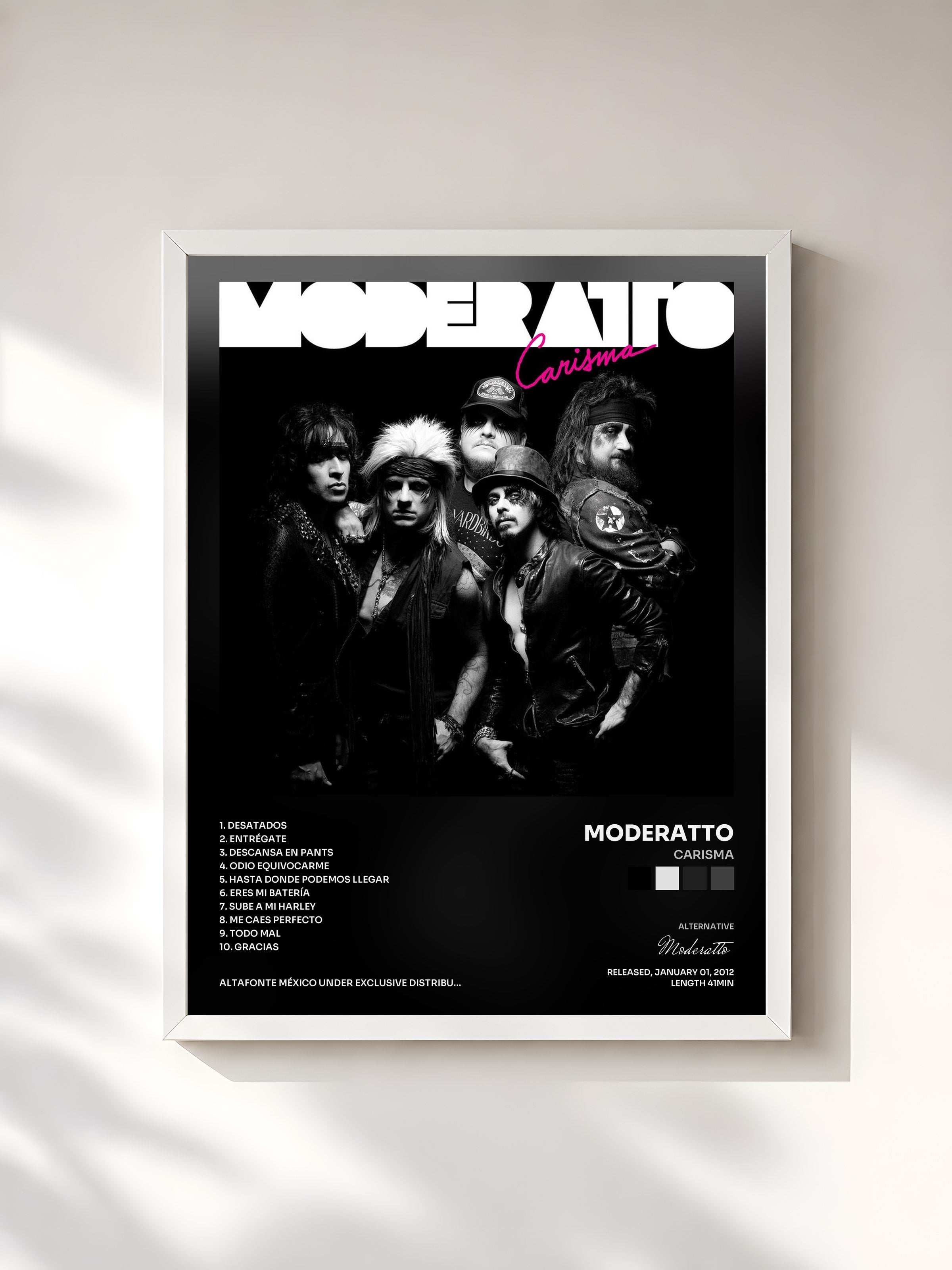 #blanc Tableau de l'album Carisma de Moderatto, cadre blanc, imprimé et encadré en France
