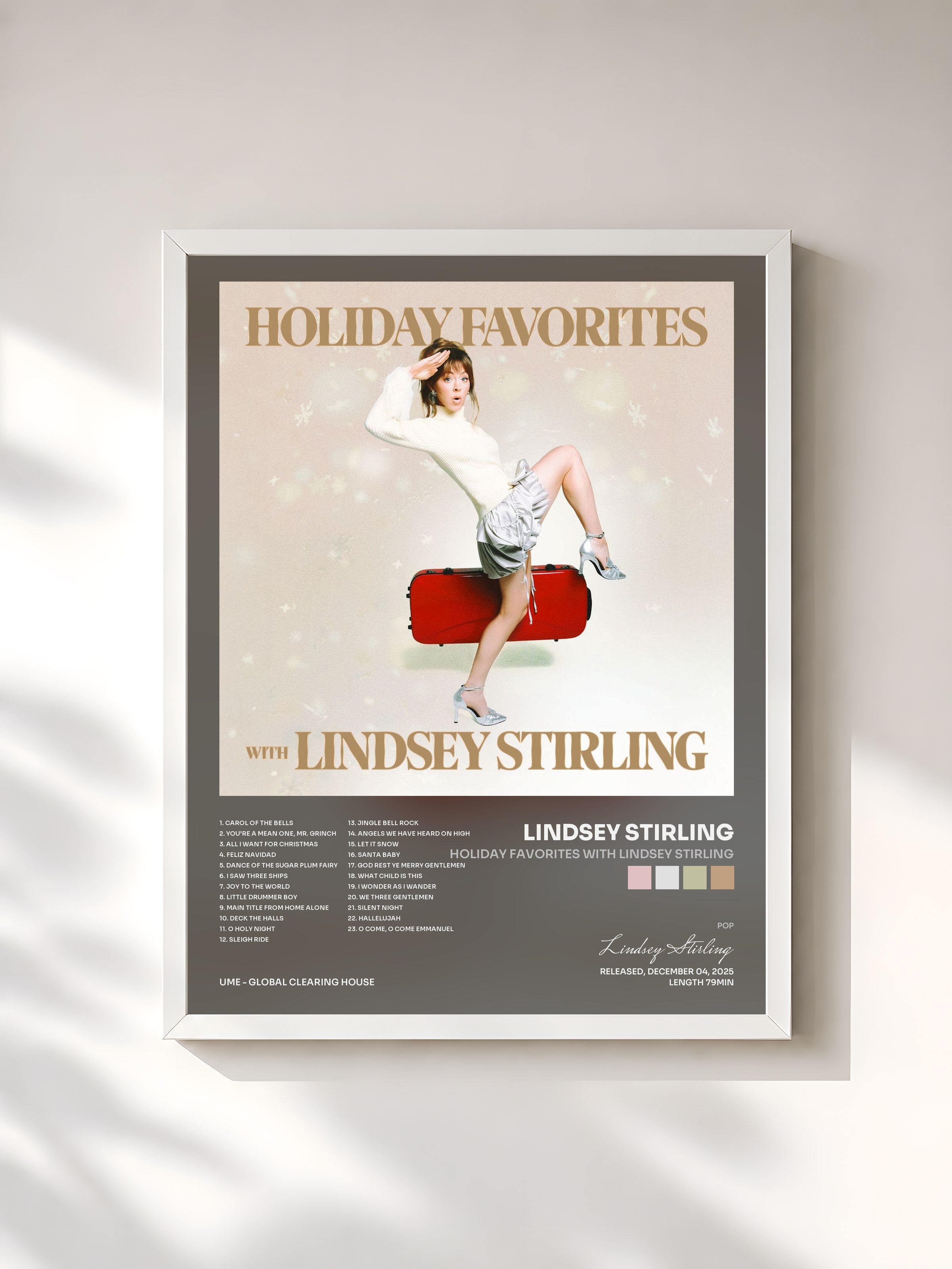 #blanc Tableau de l'album Holiday Favorites with Lindsey Stirling de Lindsey Stirling, cadre blanc, imprimé et encadré en France