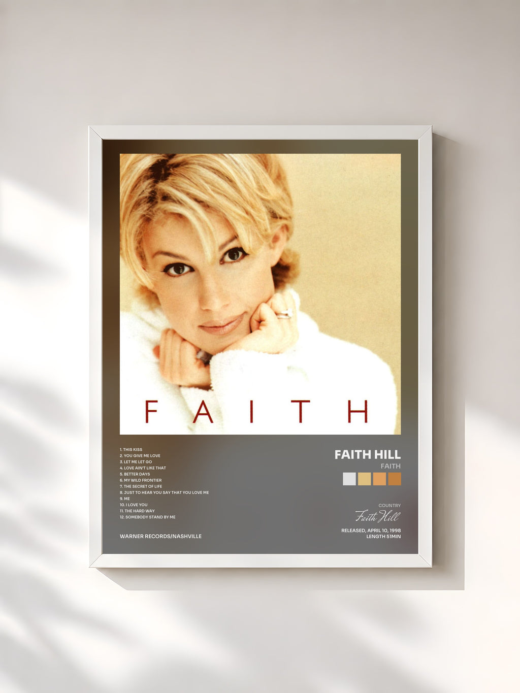 #blanc Faith by Faith Hill as a framed art print, white frame, printed and framed in France